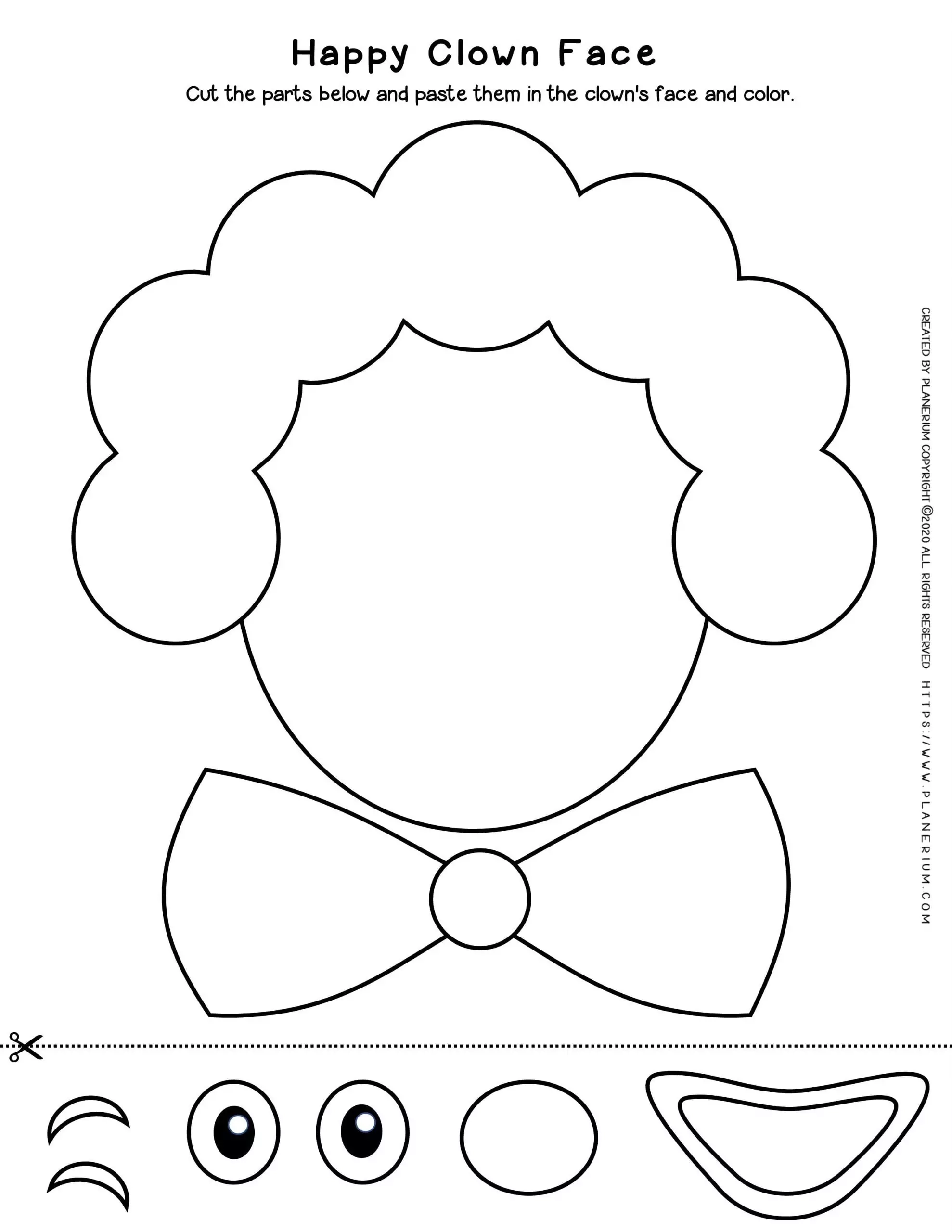 Clown Cut and Paste Craft Scissor Skills Printable K 3