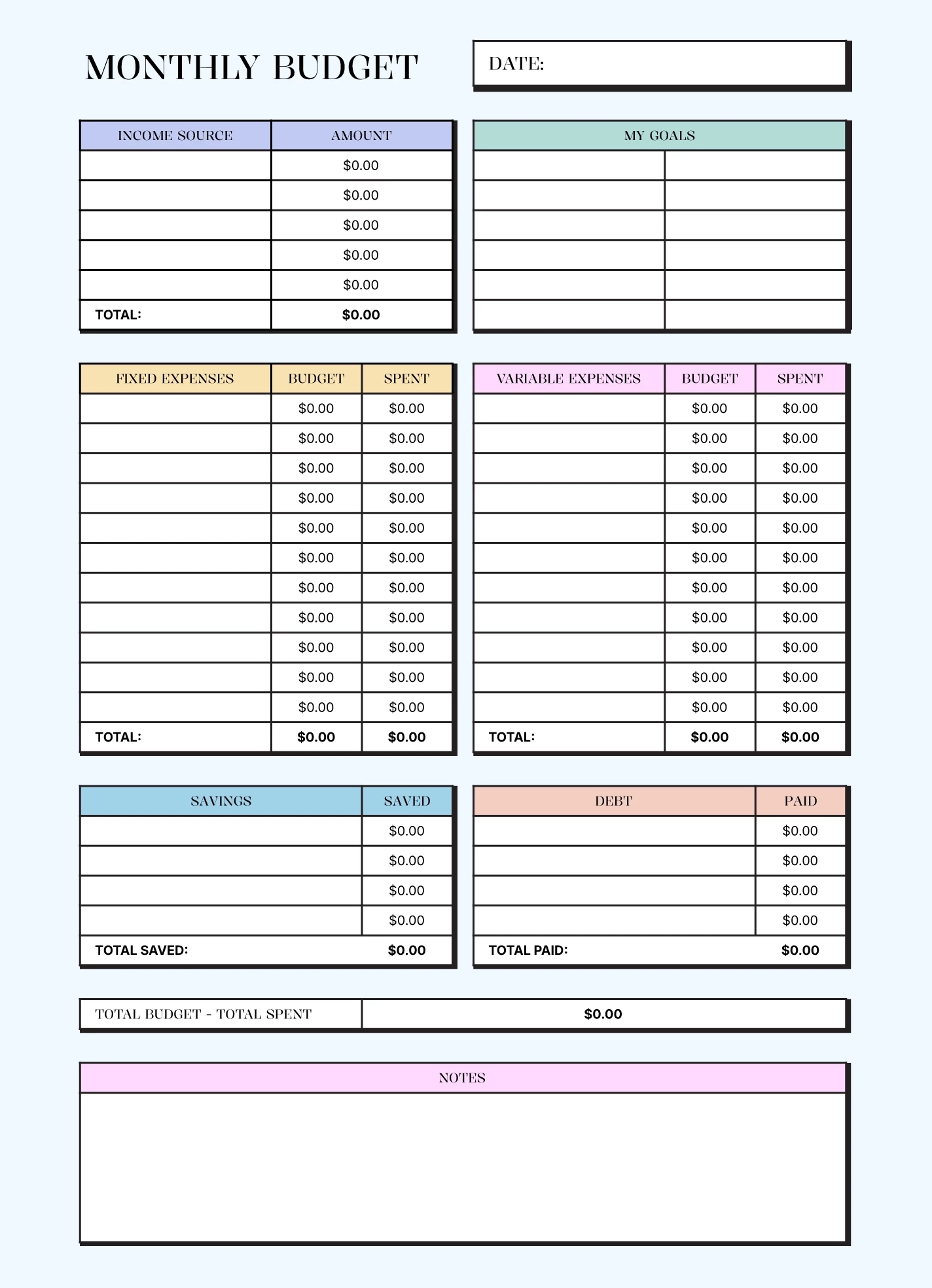 Customizable Monthly Budget Free Google Docs Template Gdoc io