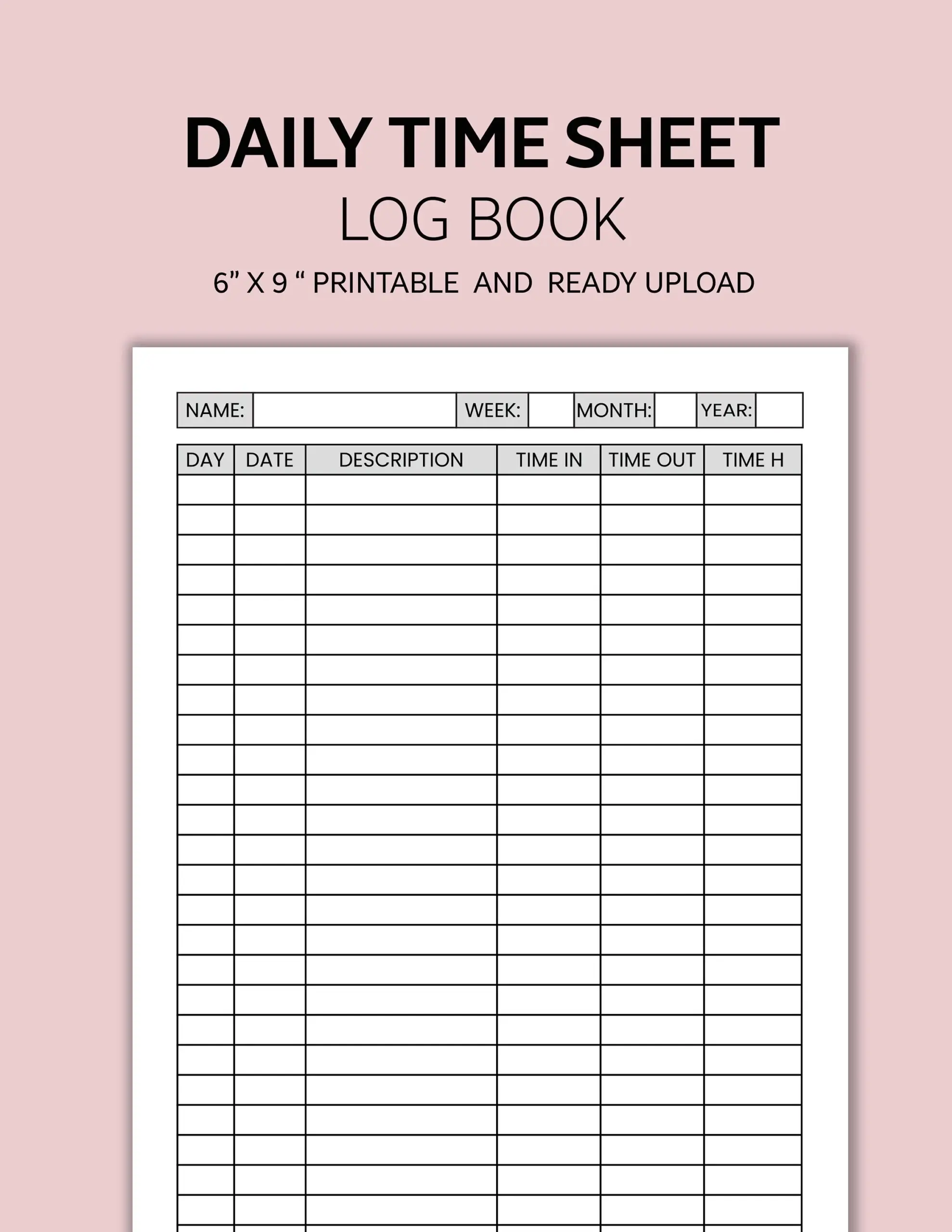 Daily Time Log Note Daily Time Log Sheet Daily Planner Printable Work Day Schedule Daily Time Log Template Time Log Tracker Etsy