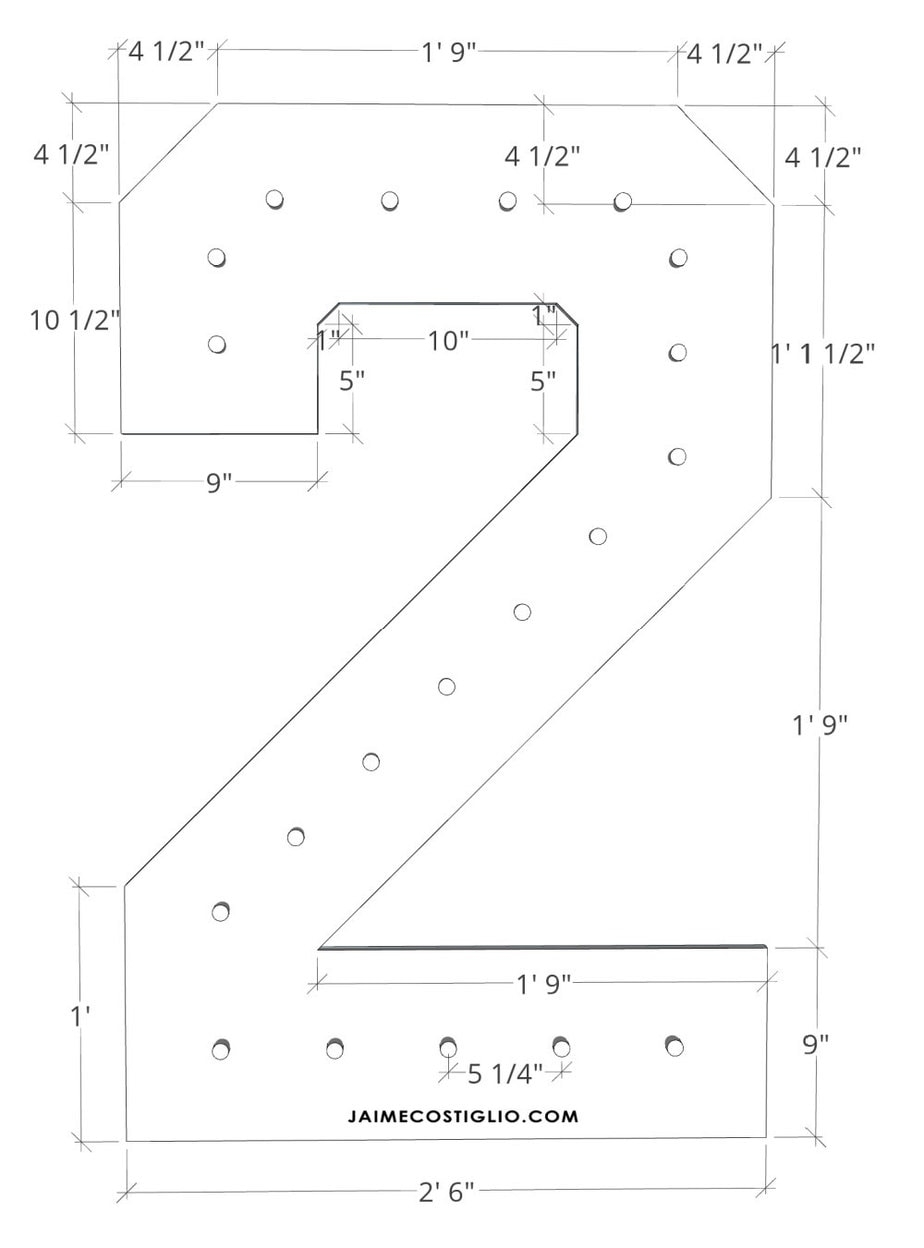 DIY Marquee Numbers Jaime Costiglio