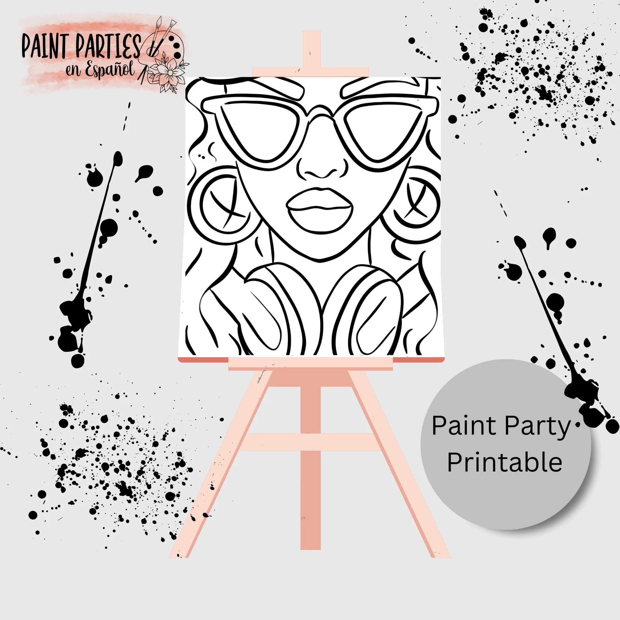 DIY Paint Party Printable Adult Paint Sip Template Canvas Stencil Coloring Page Kids Download Art Party Girl Night Date Night Family Night Etsy