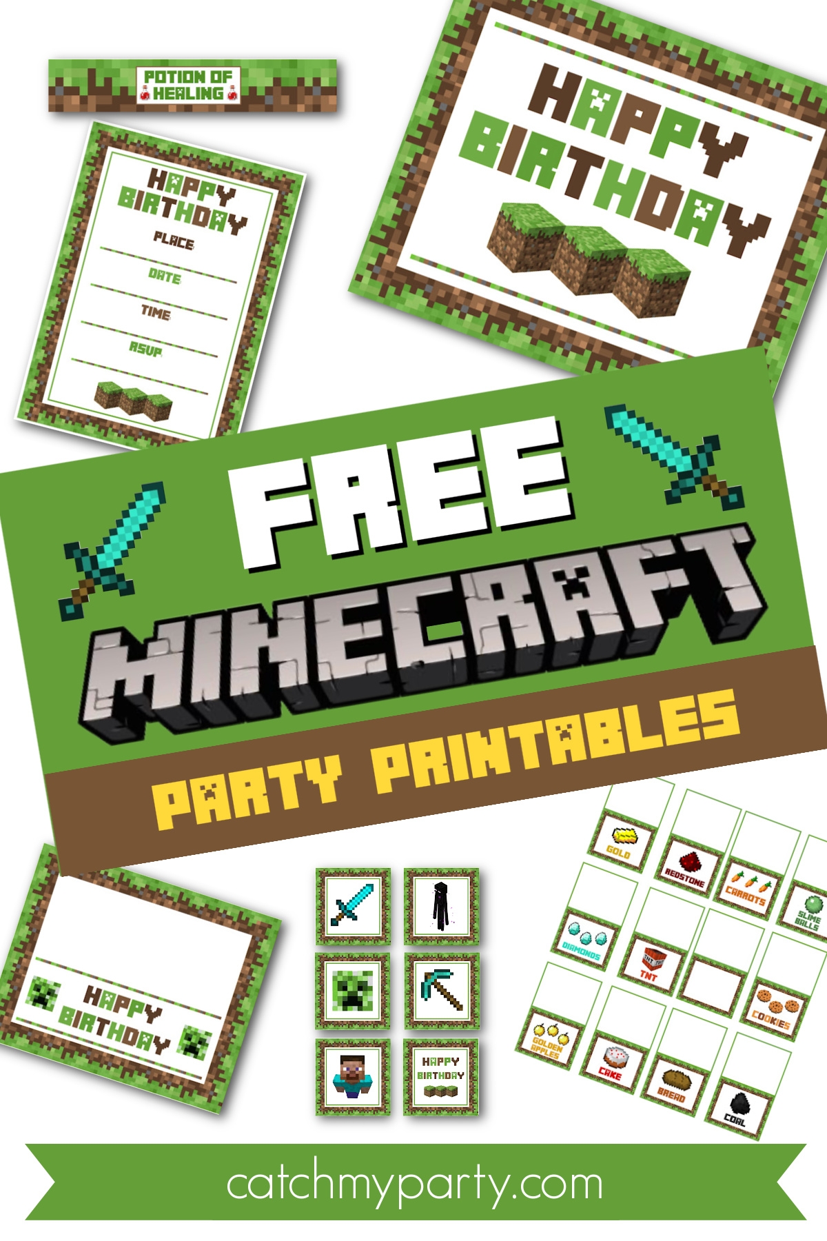 Download These Awesome FREE Minecraft Party Printables Catch My Party