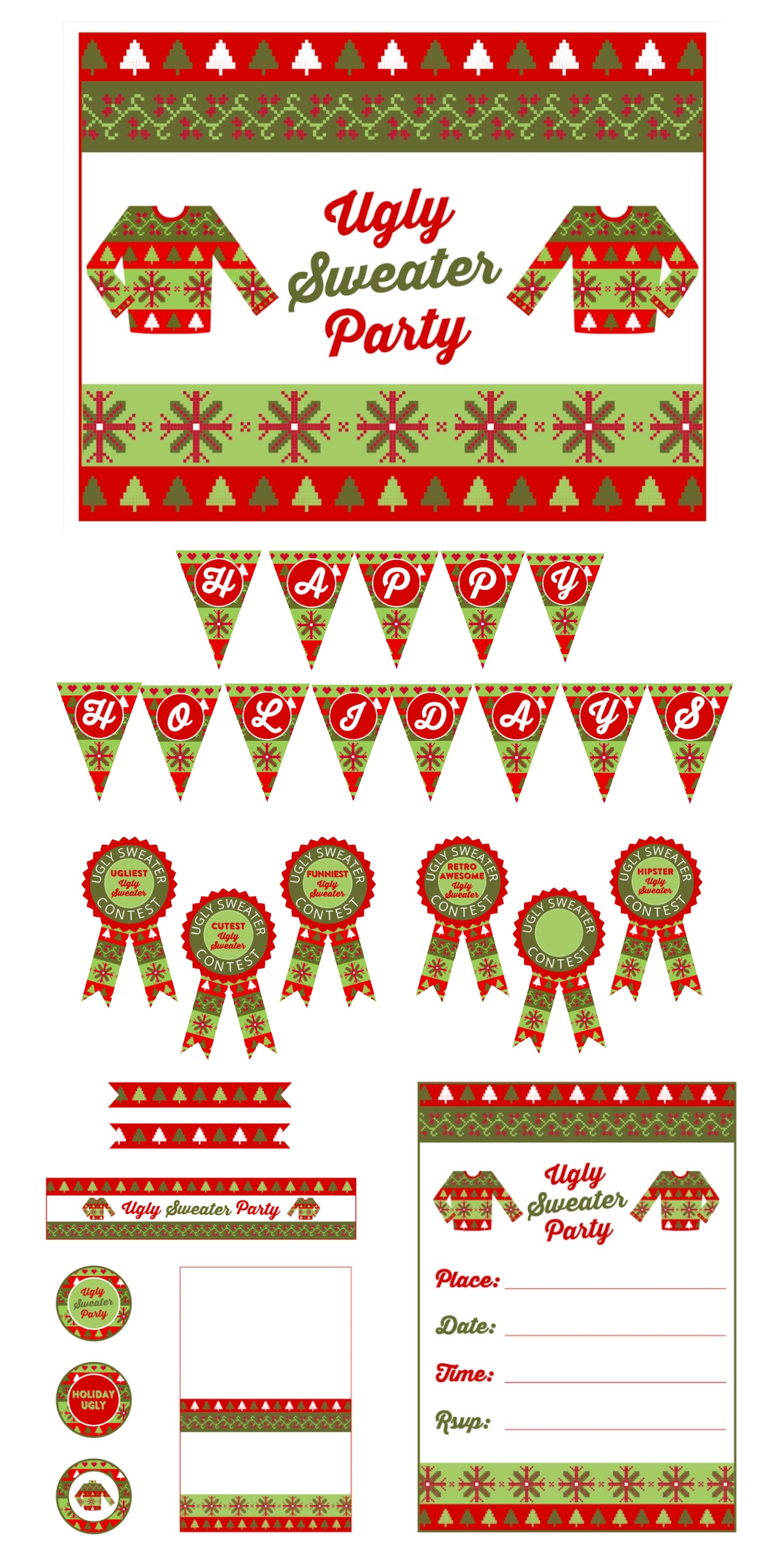 Download These Festive FREE Ugly Sweater Party Printables Catch My Party