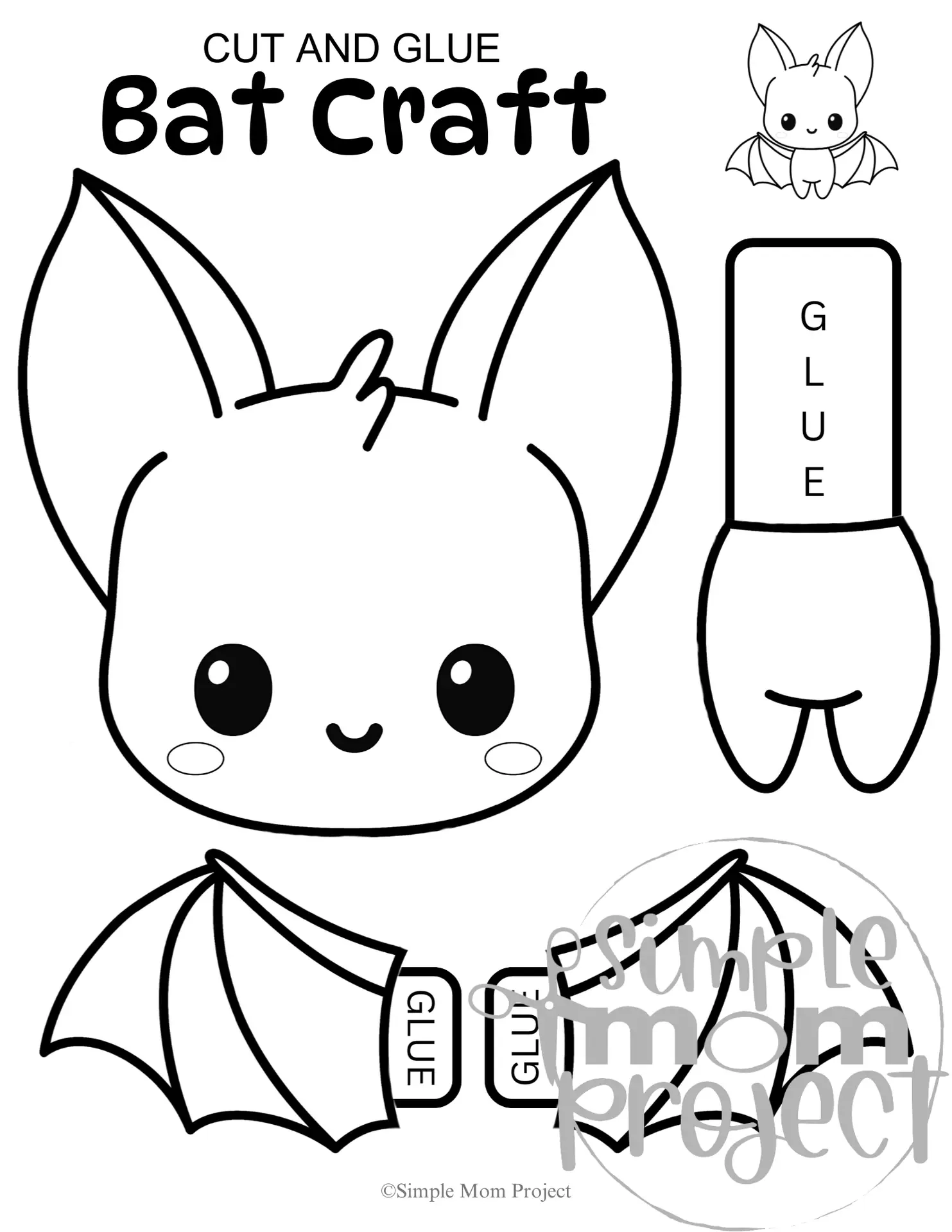 Easy to Build Printable Bat Paper Craft Template Simple Mom Project