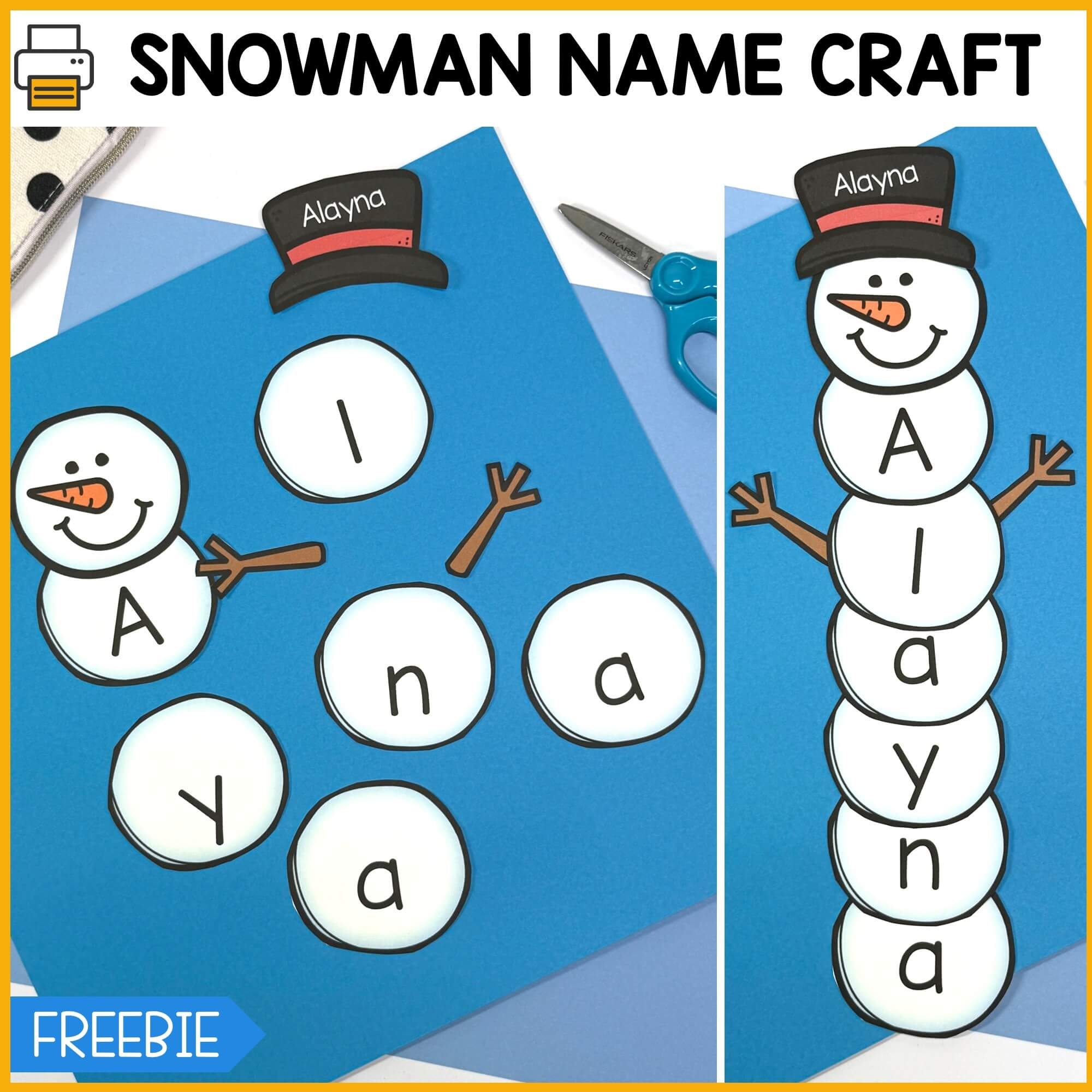 Editable Snowman Name Craft Fun With Mama