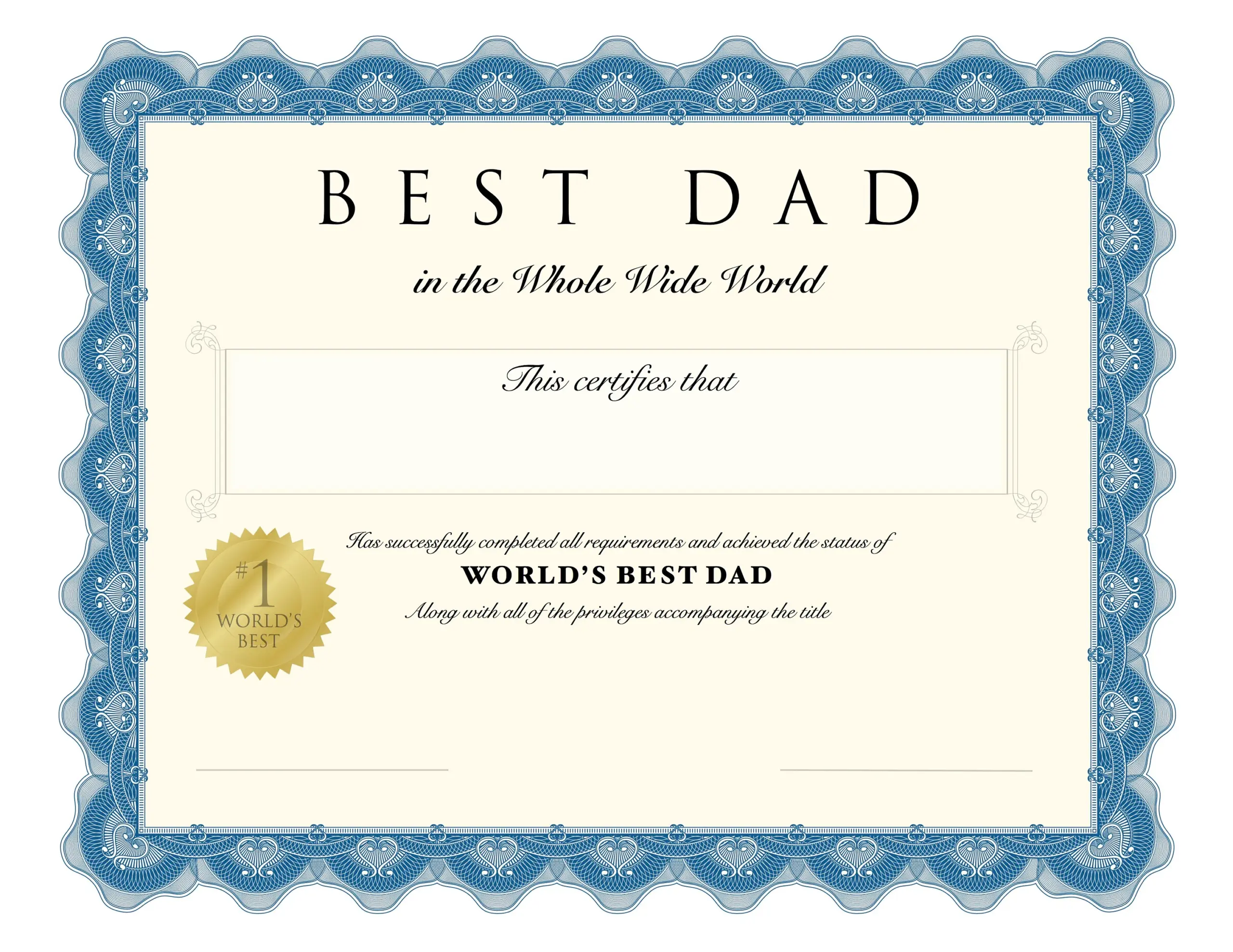 Father s Day Dad Birthday Printable Father Certificate Dad Editable Certificate World s Best Dad Instant Download PDF JPG Word Etsy Norway