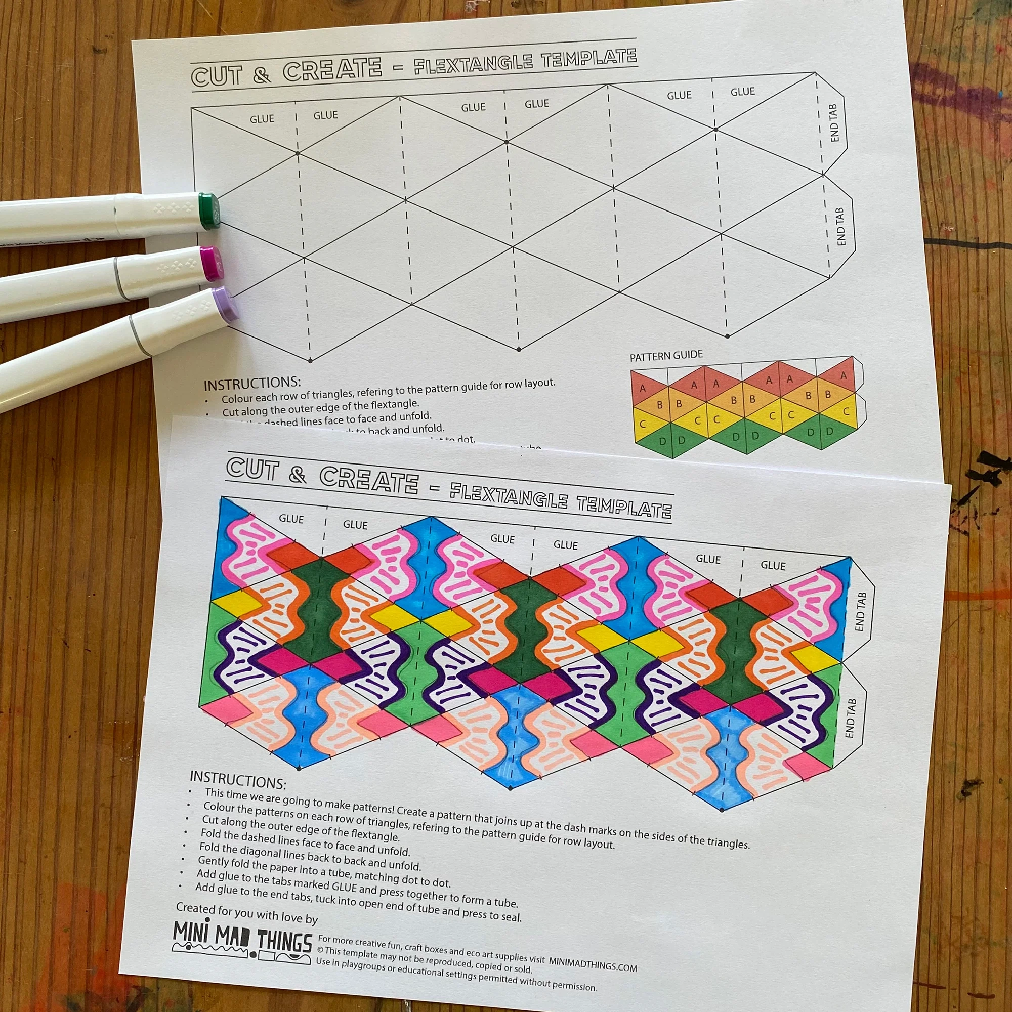 Flextangle Printable Template Mini Mad Things