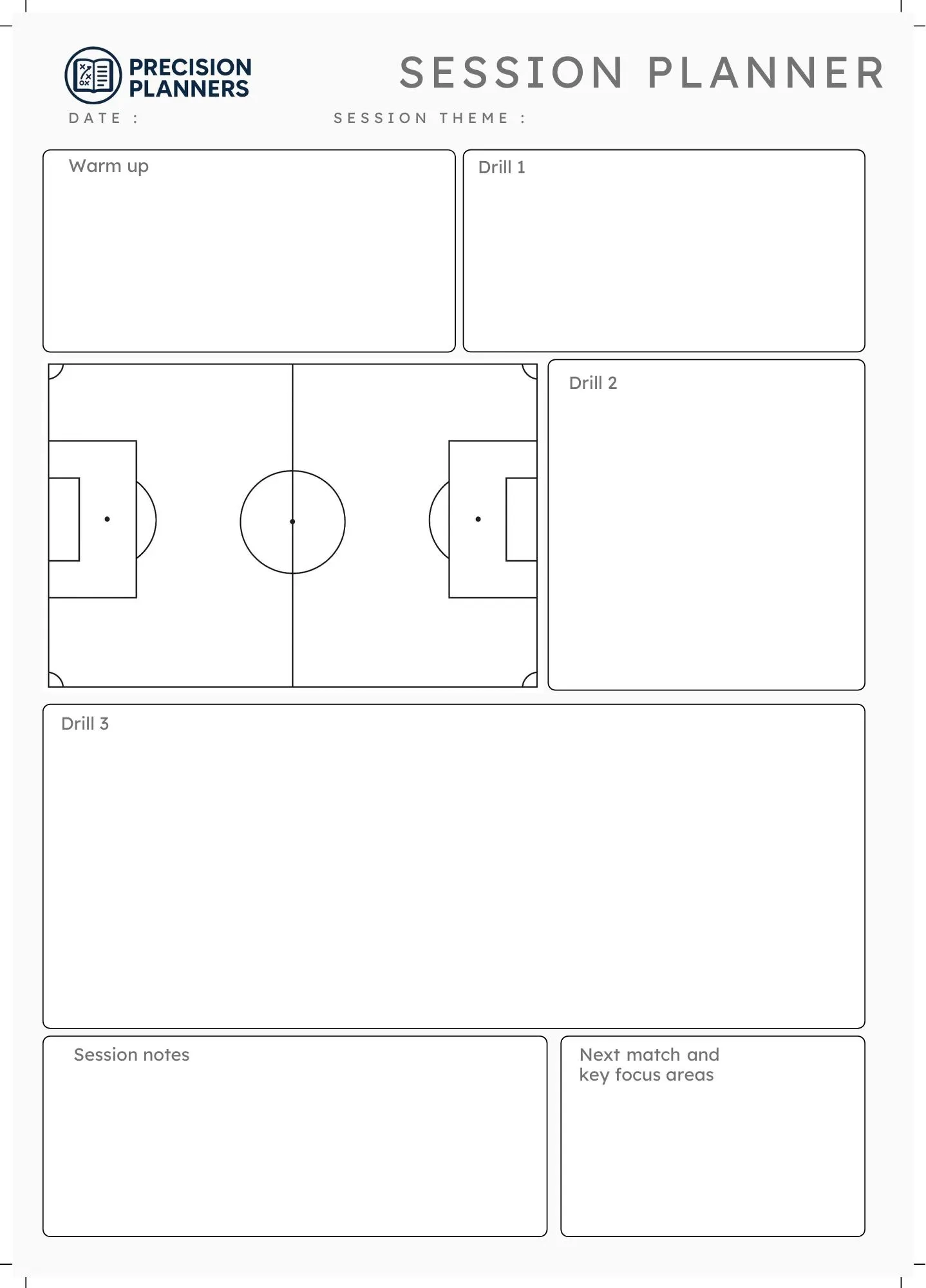 Football Training Session Planner Football Coaching PDF Printable Soccer Template Instant Digital Download Etsy