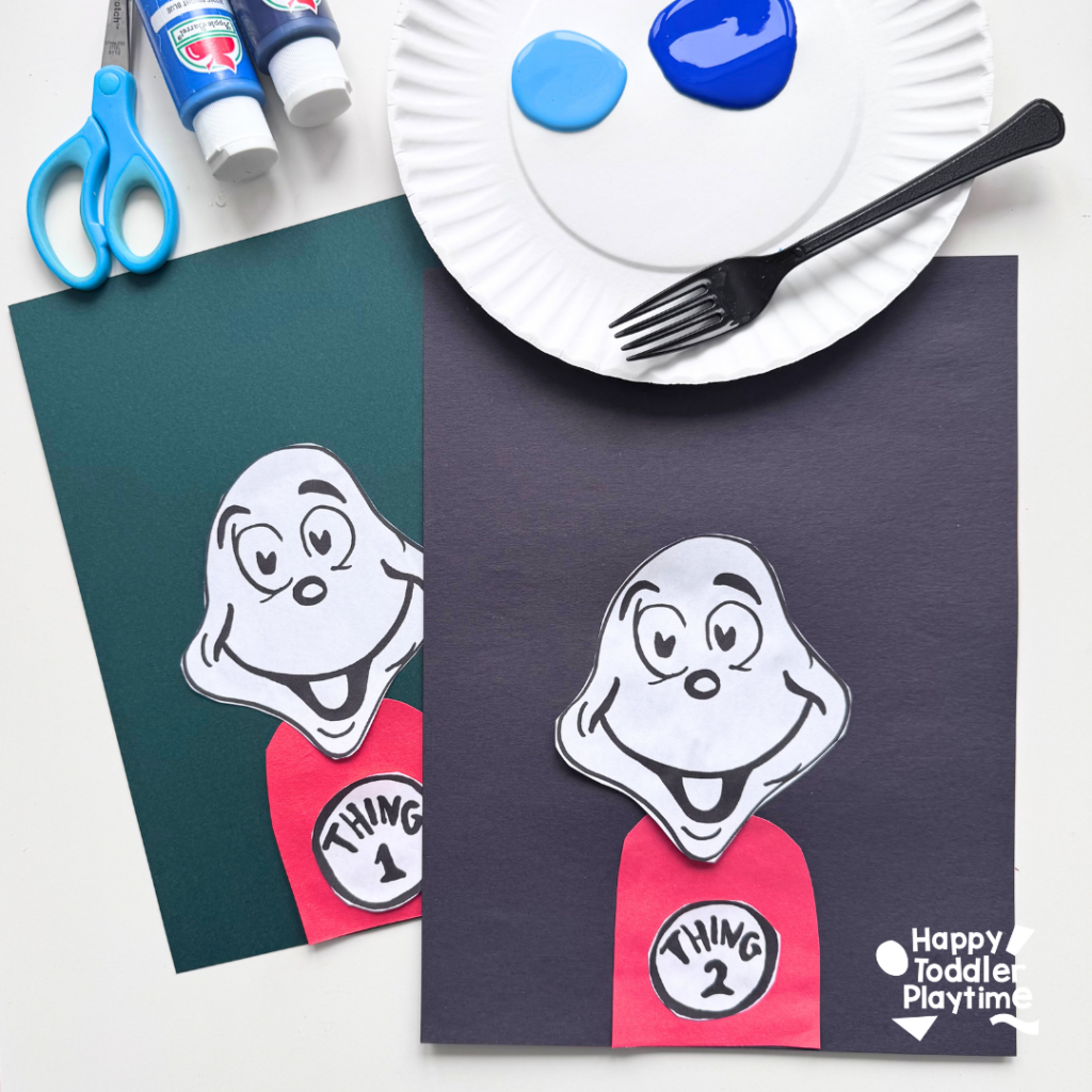 Fork Painted Thing 1 And Thing 2 Craft Happy Toddler Playtime