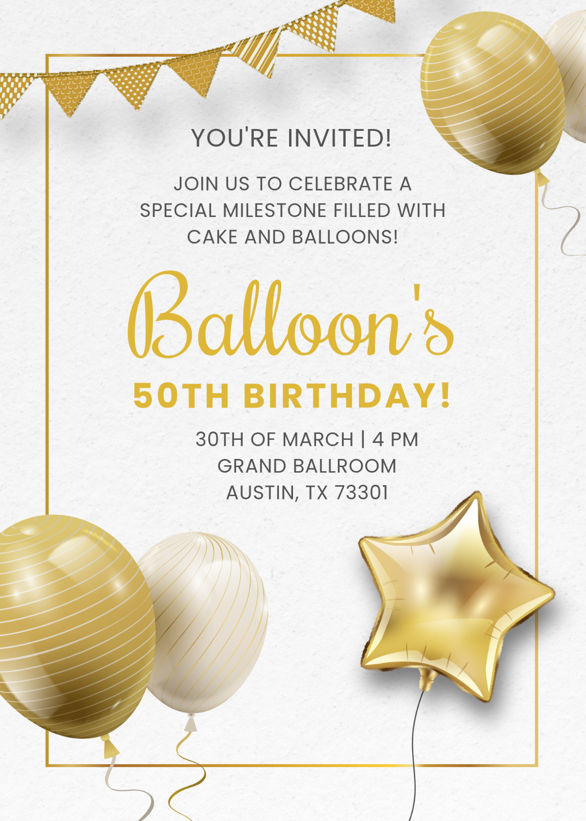 Free 50Th Birthday Invitation Templates Editable And Printable
