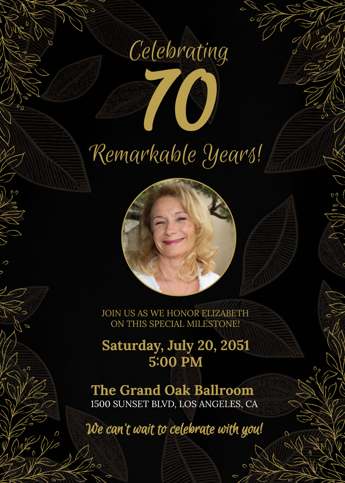 Free 70Th Birthday Invitation Templates Editable And Printable