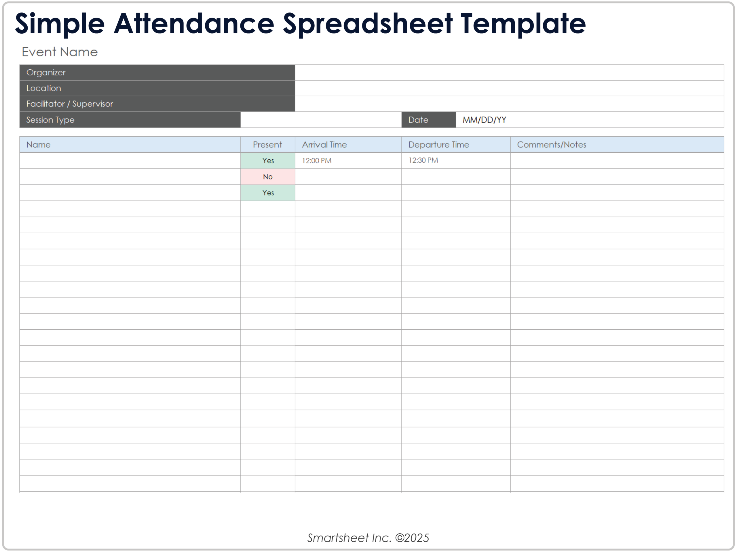 Free Attendance Spreadsheet Templates