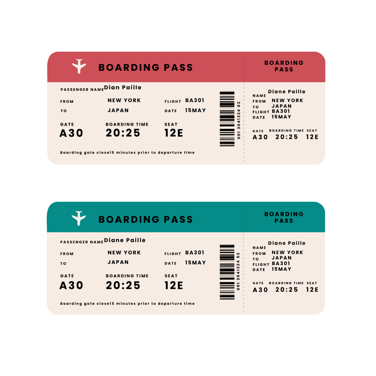 Free Boarding Pass Ticket Templates Editable And Printable