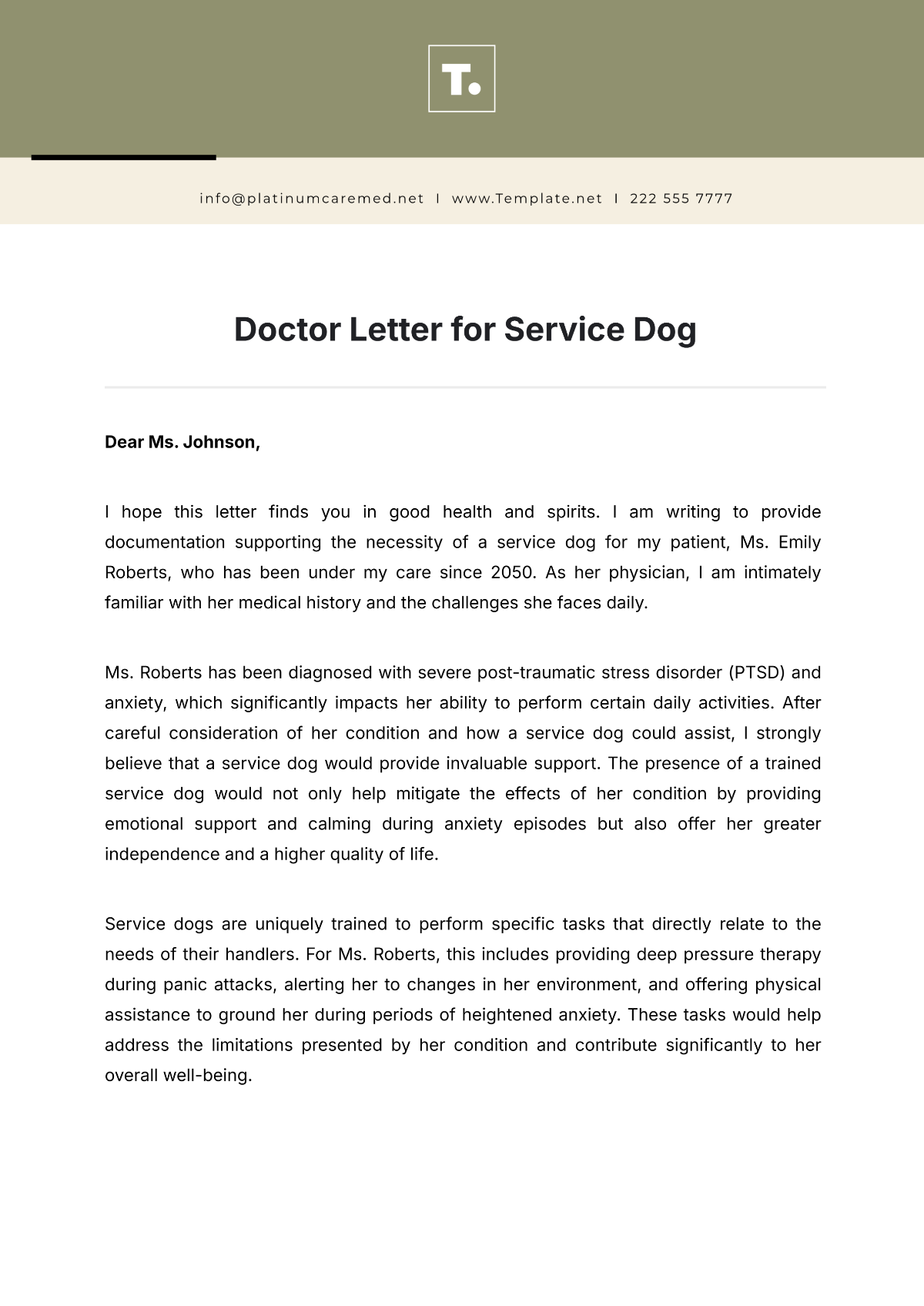 Free Doctor Letter For Service Dog Template To Edit Online