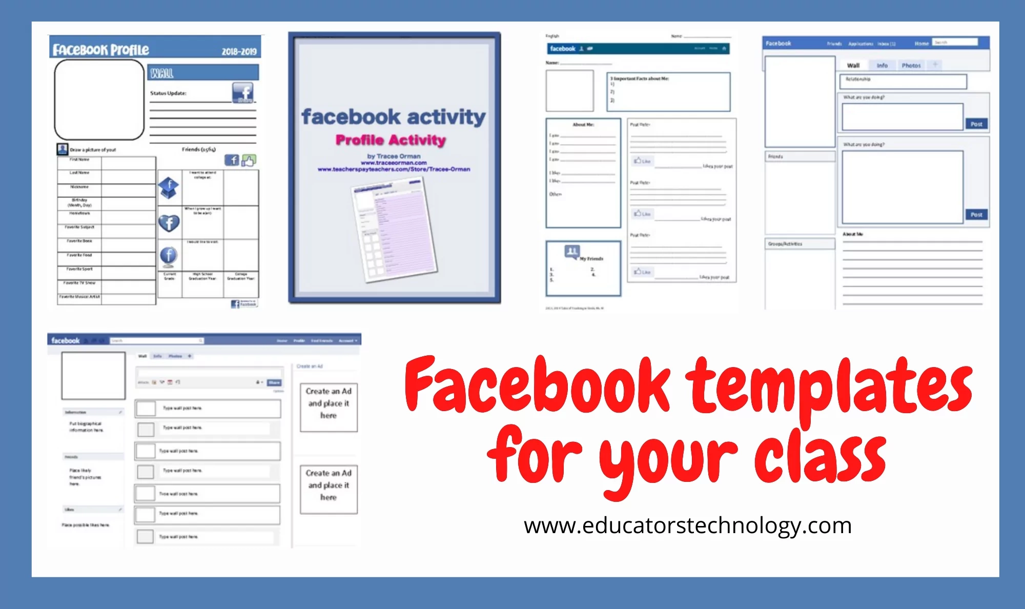 Free Editable Facebook Profile Templates Educators Technology Worksheets Library