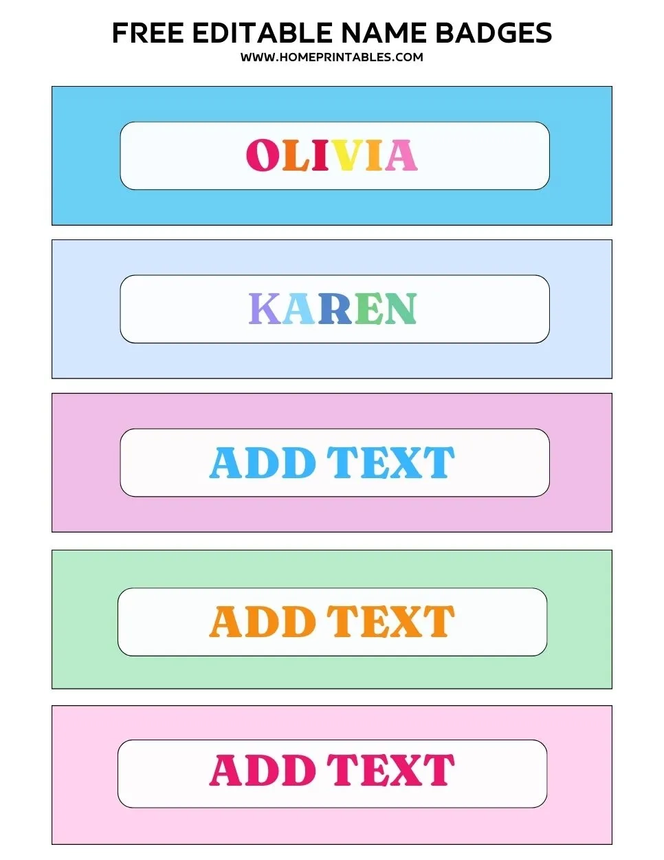 Free Editable Name Tags Printable 100 Name Label Templates