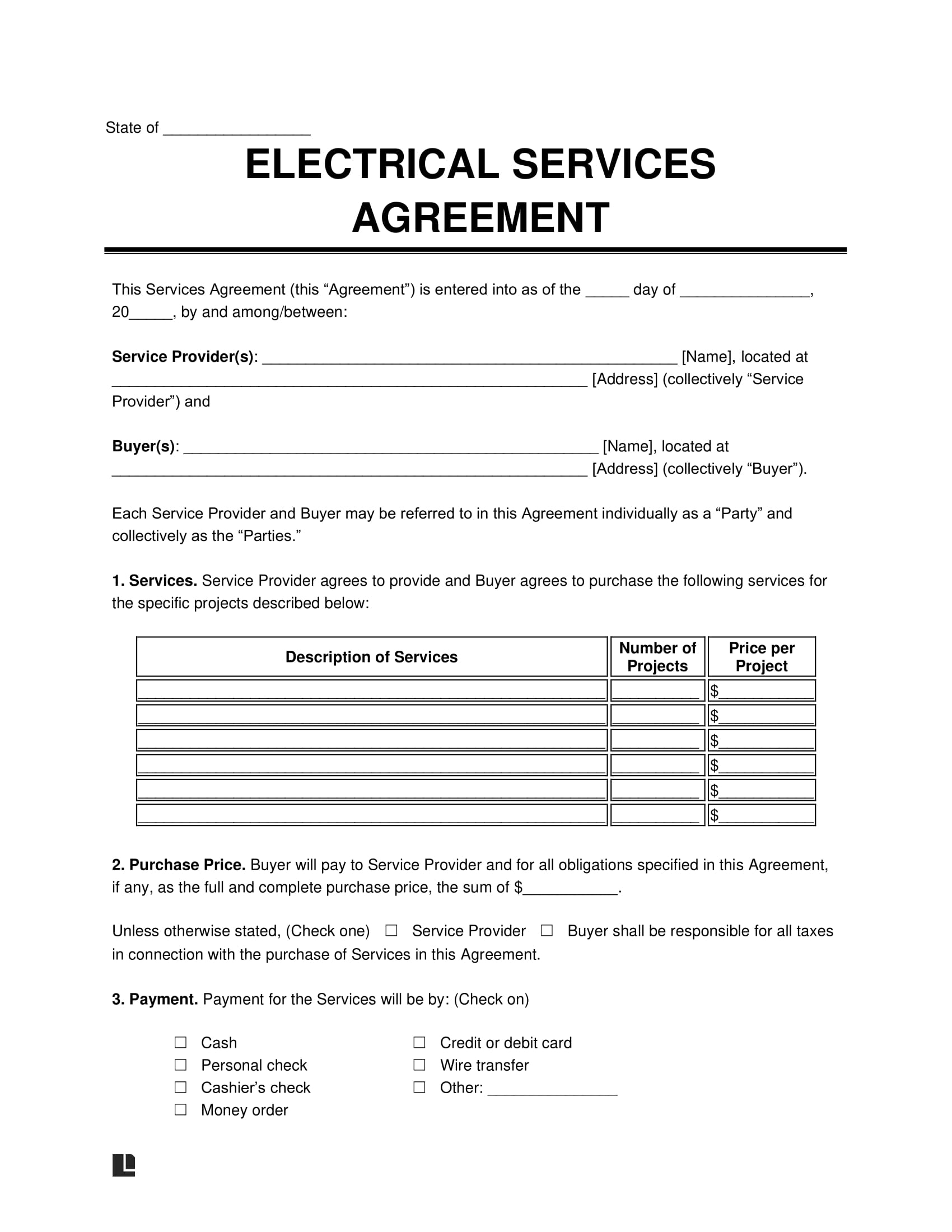 Free Electrical Contract Template Downloadable Electrical Contractor Contract