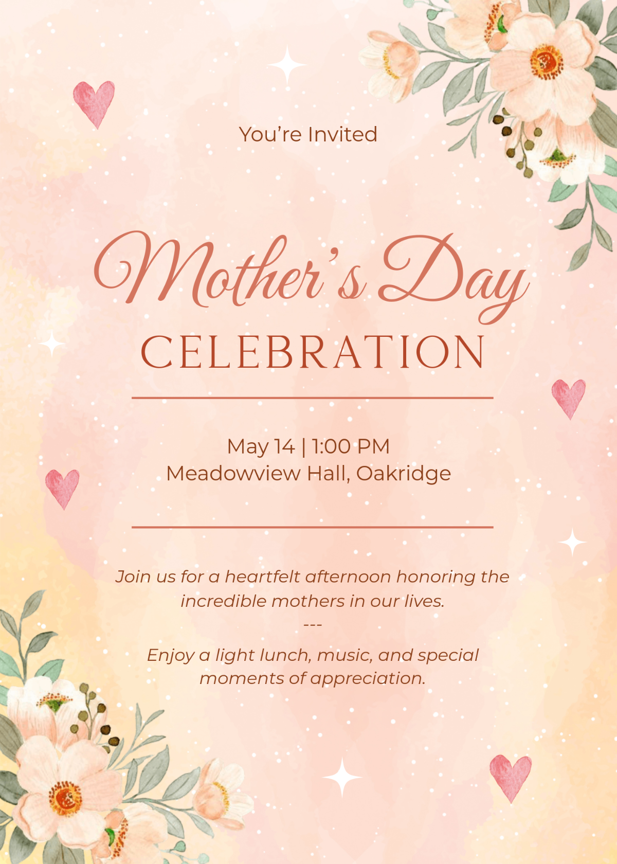 Free Mother s Day Invitation Template To Edit Online