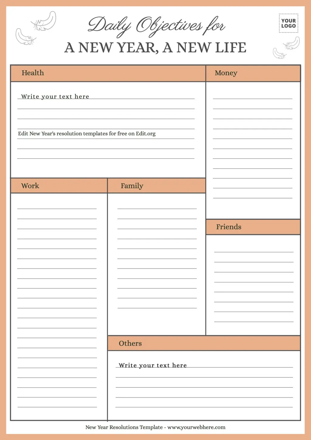 Free New Year Resolutions Templates