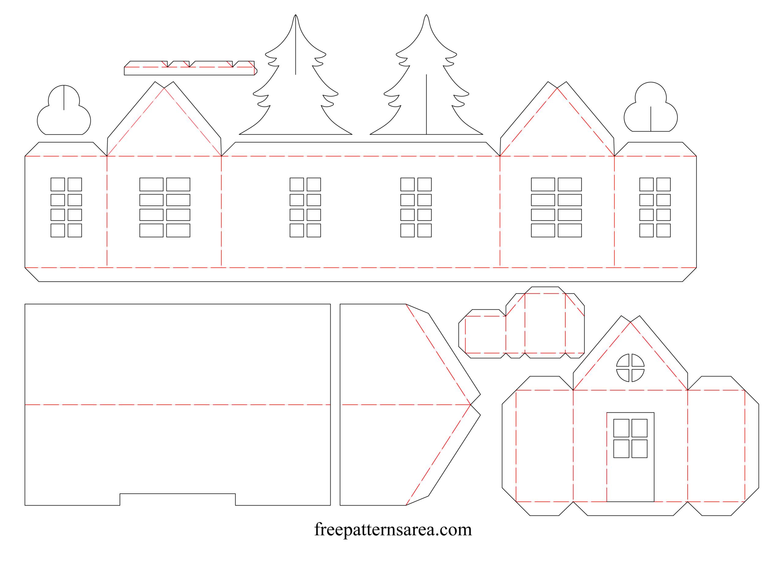 Free Printable 3D Paper House Template For Craft FreePatternsArea