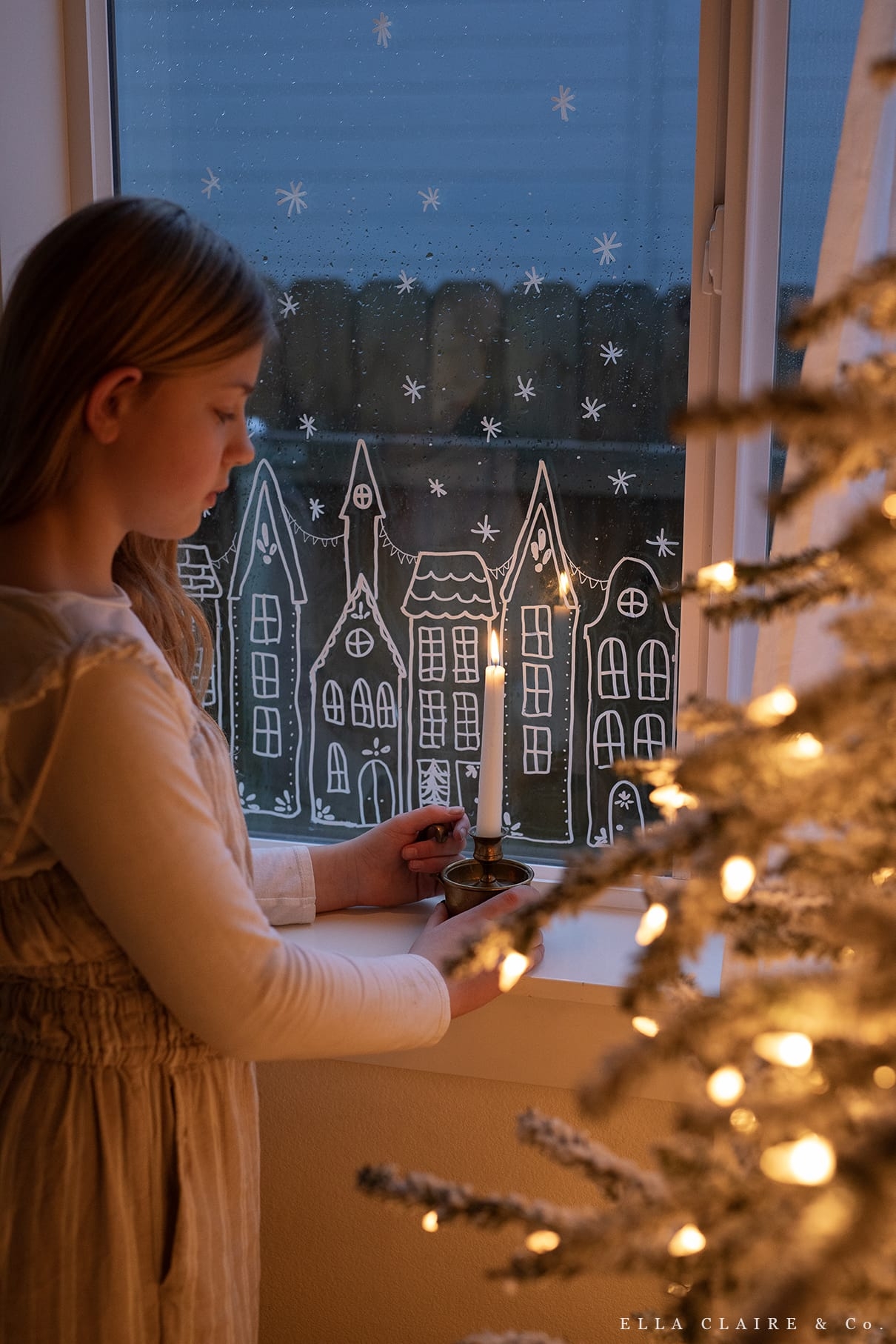 Free Printable Christmas Village Window Stencil Ella Claire Co