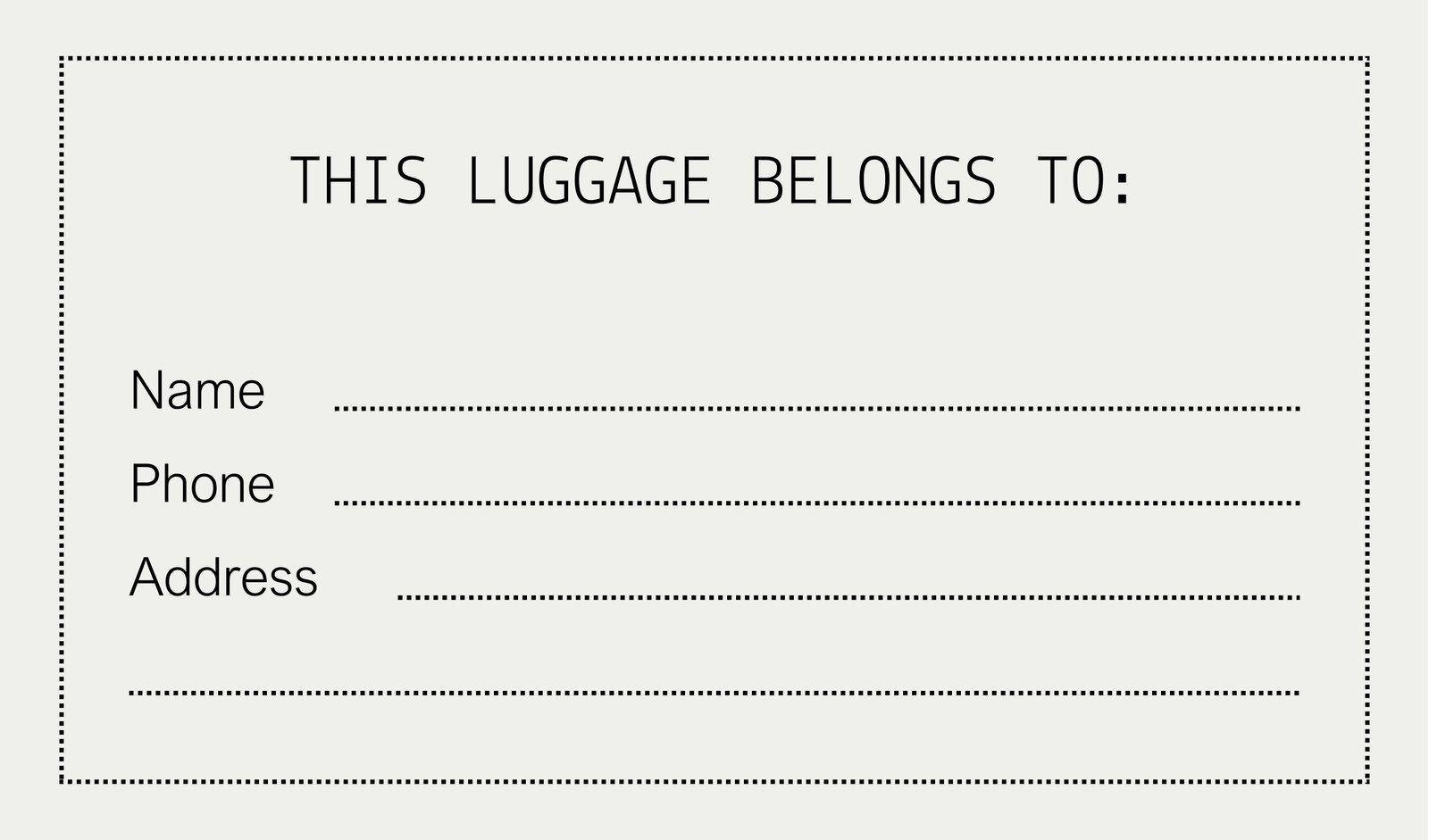 Free Printable Customizable Luggage Tag Templates Worksheets Library