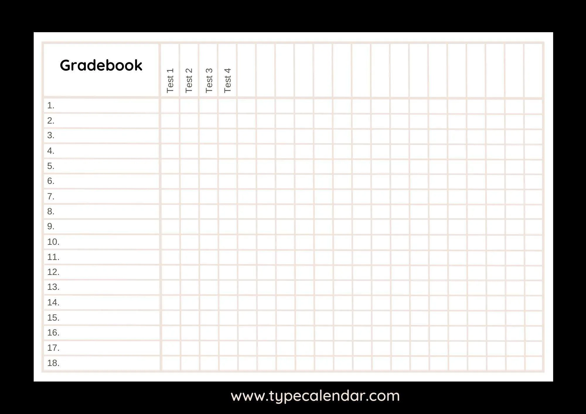 Free Printable Gradebook Templates PDF Excel Word Google Sheets