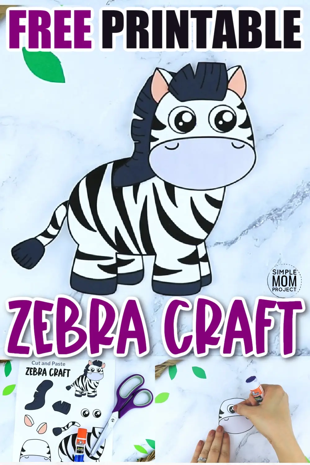 Free Printable Zebra Craft Template Easy Cut And Paste Activity For Kids Simple Mom Project