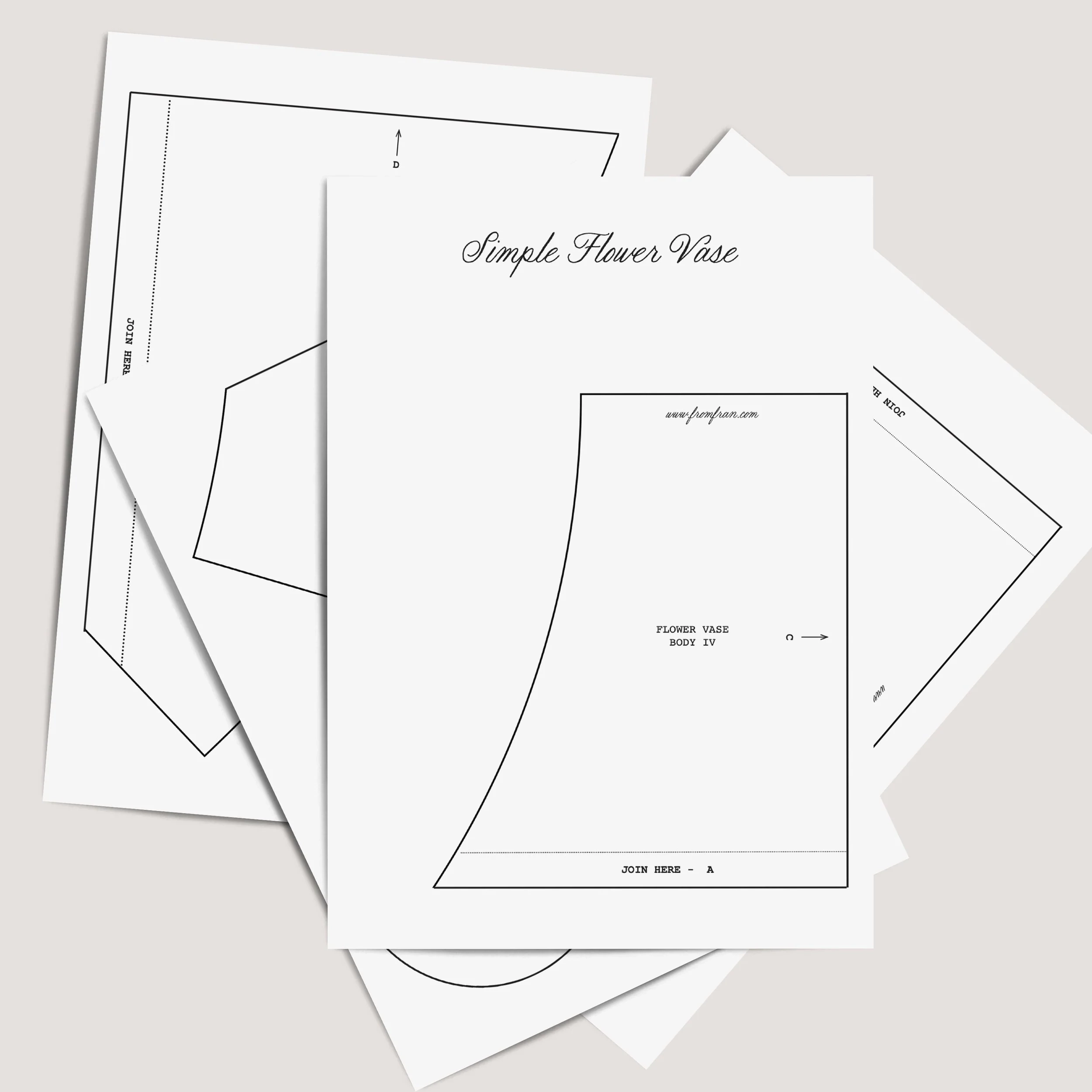 Free Slab Flower Vase Template FromFran