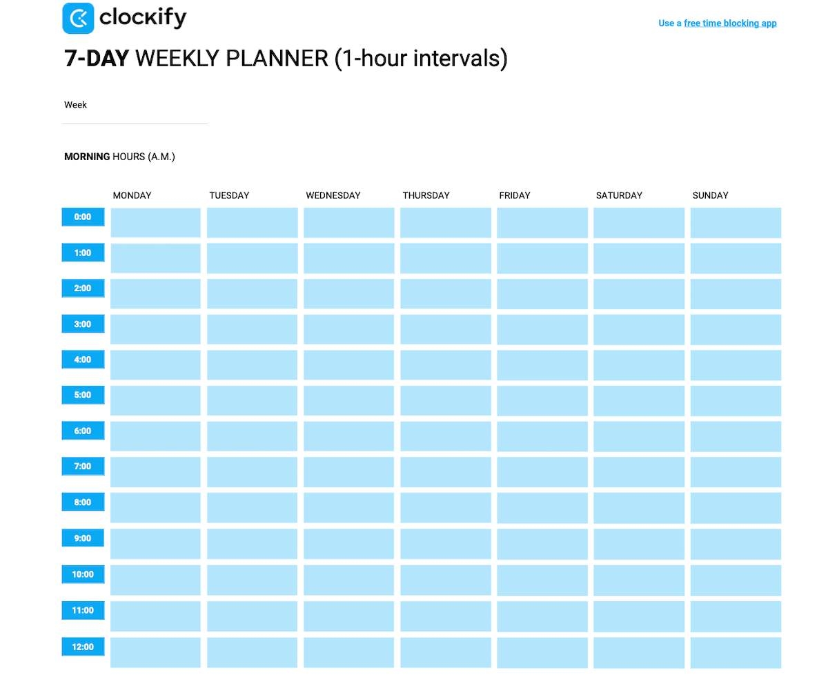 Free Time Blocking Templates 9 Printable Downloads