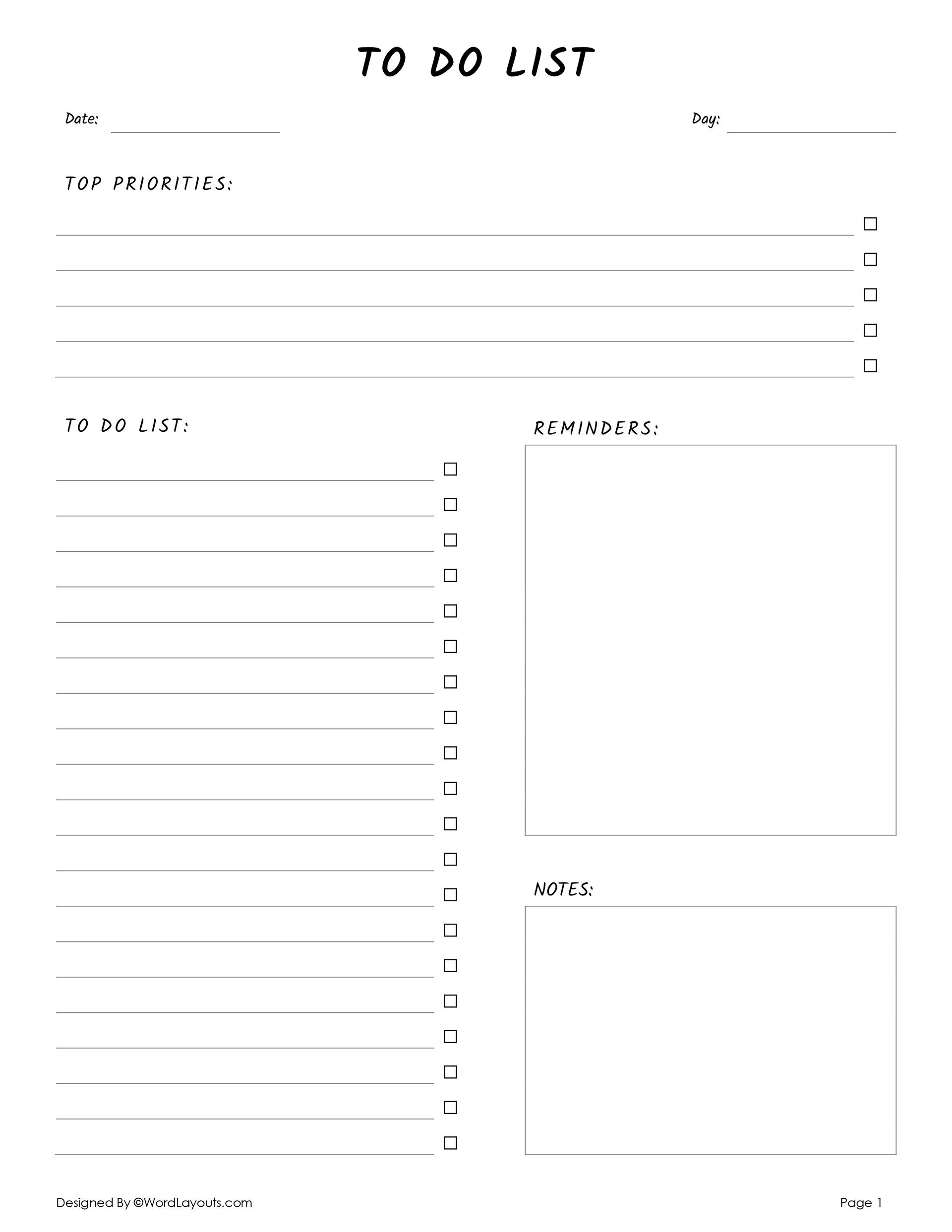 Free To Do List Templates Edit Printable