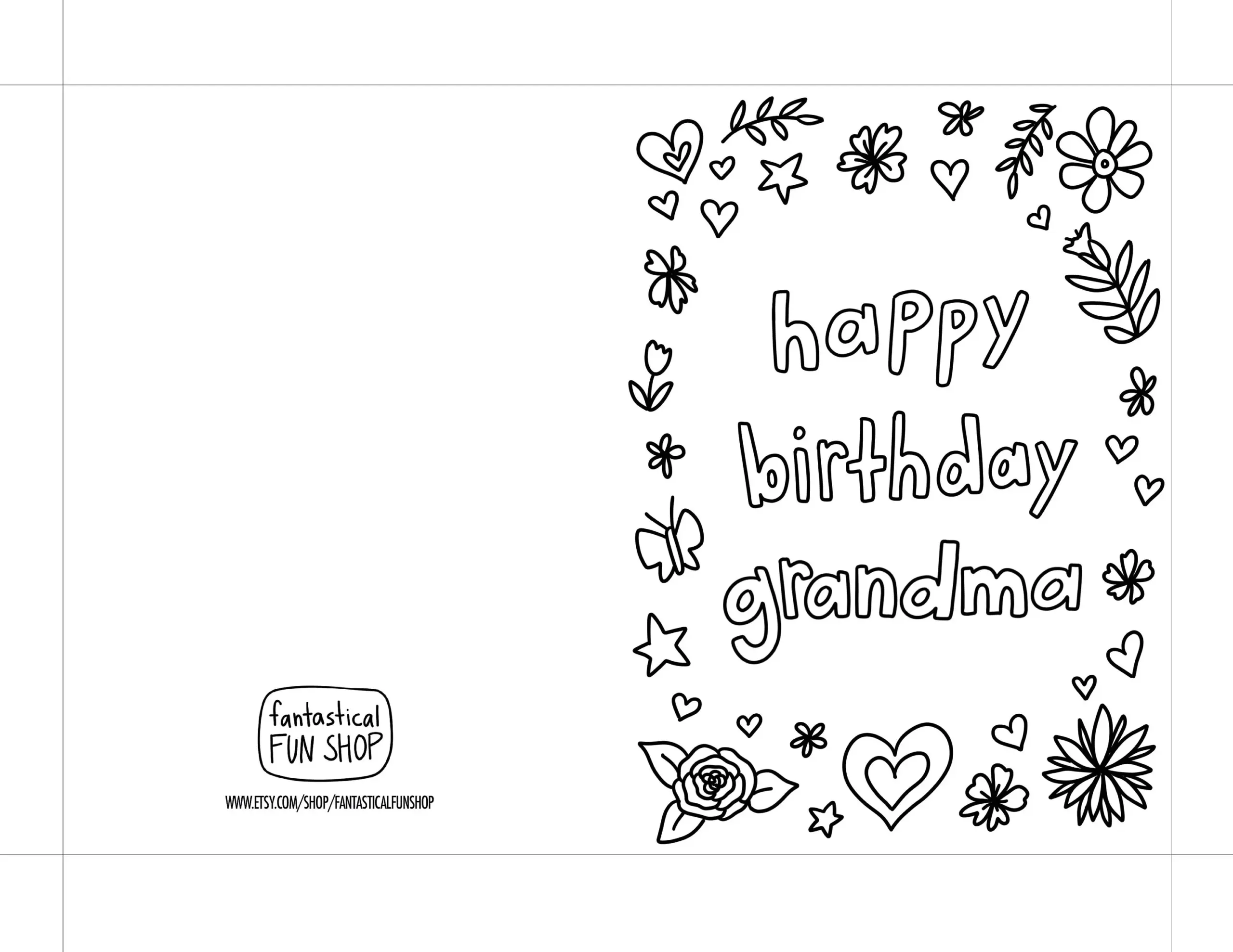 Grandma Birthday Card Printable Coloring Page From Grandchild digital Download Etsy