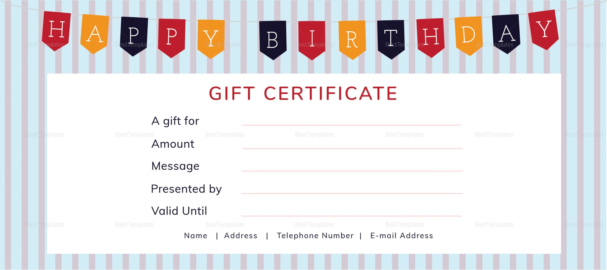 Happy Birthday Gift Certificate Design Template