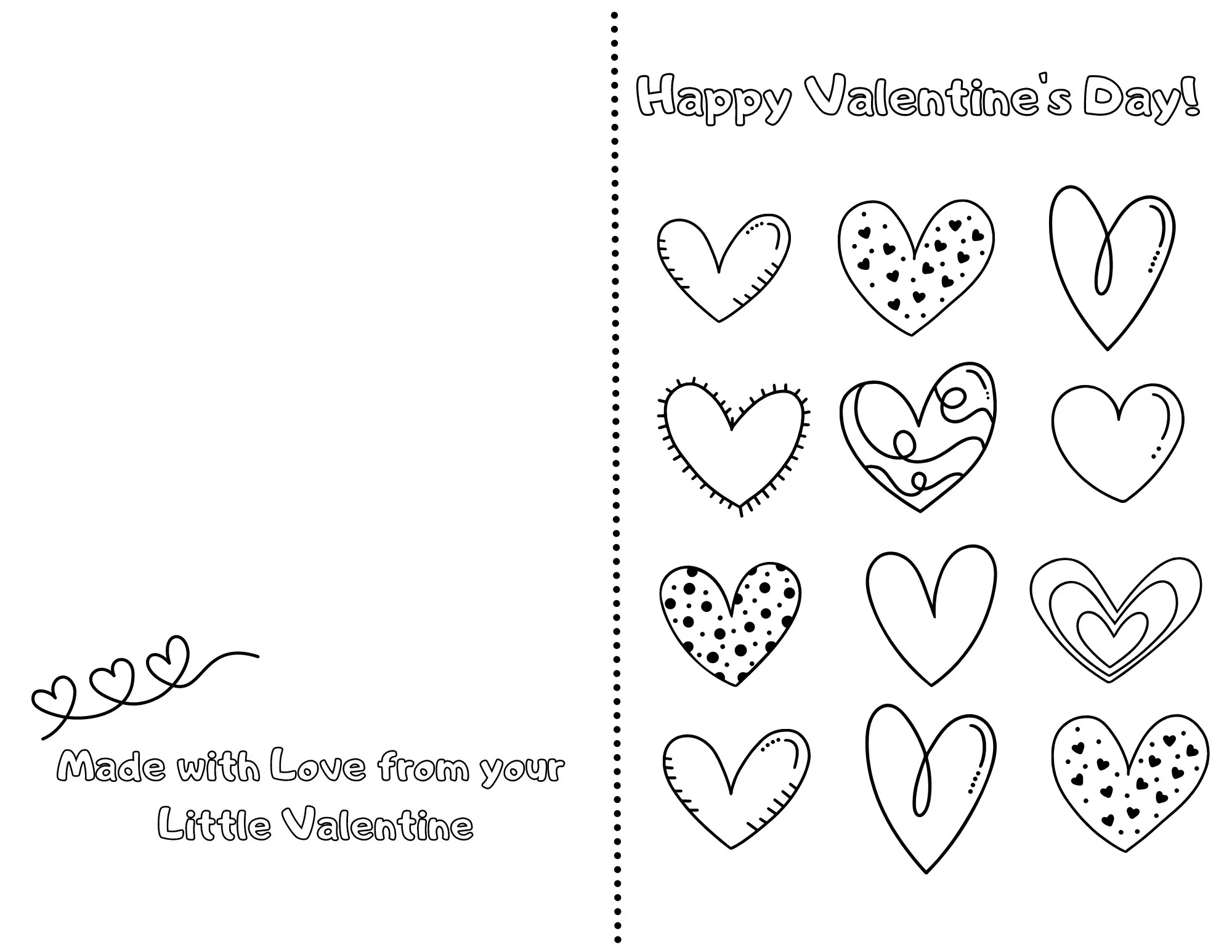 Heart You Printable Foldable Kids Valentine s Day Card To Color And Give To Grandparents Mom Dad Aunt Uncle Cousin Etsy Finland