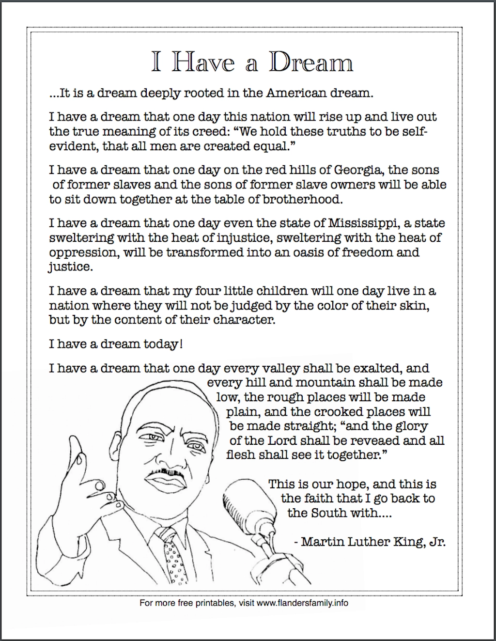 I Have A Dream Free Printables For MLK Day Flanders Family Home Life