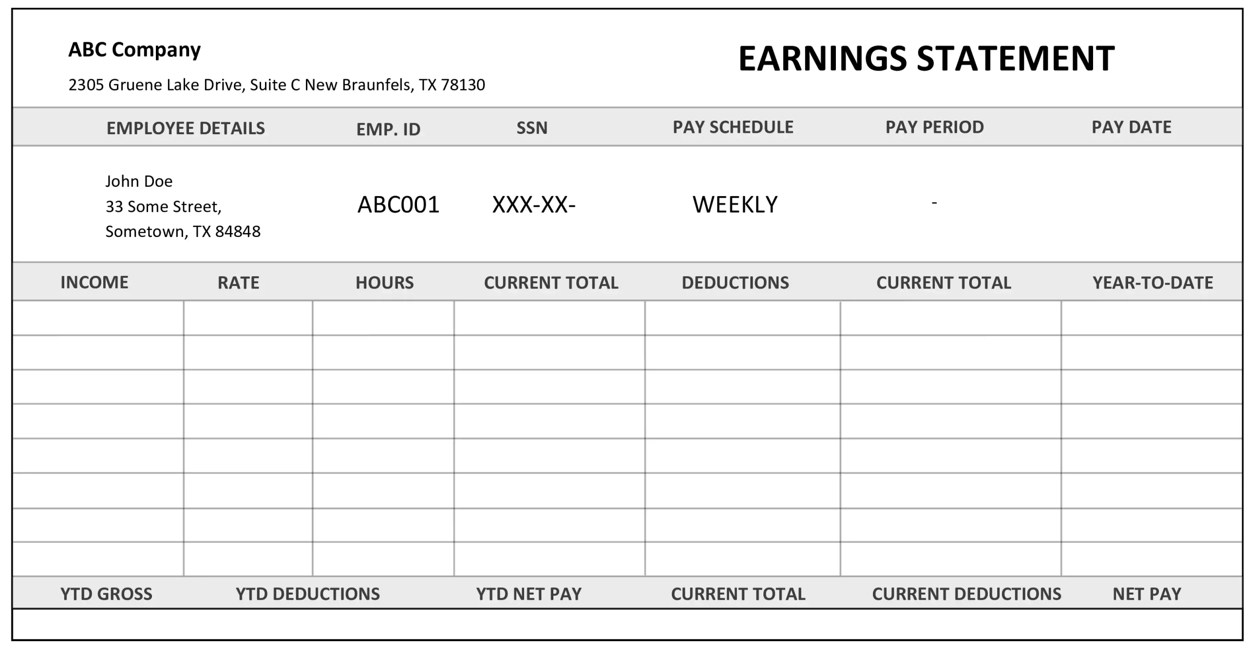 Independent Contractor Pay Stub Template Fill Out PDF