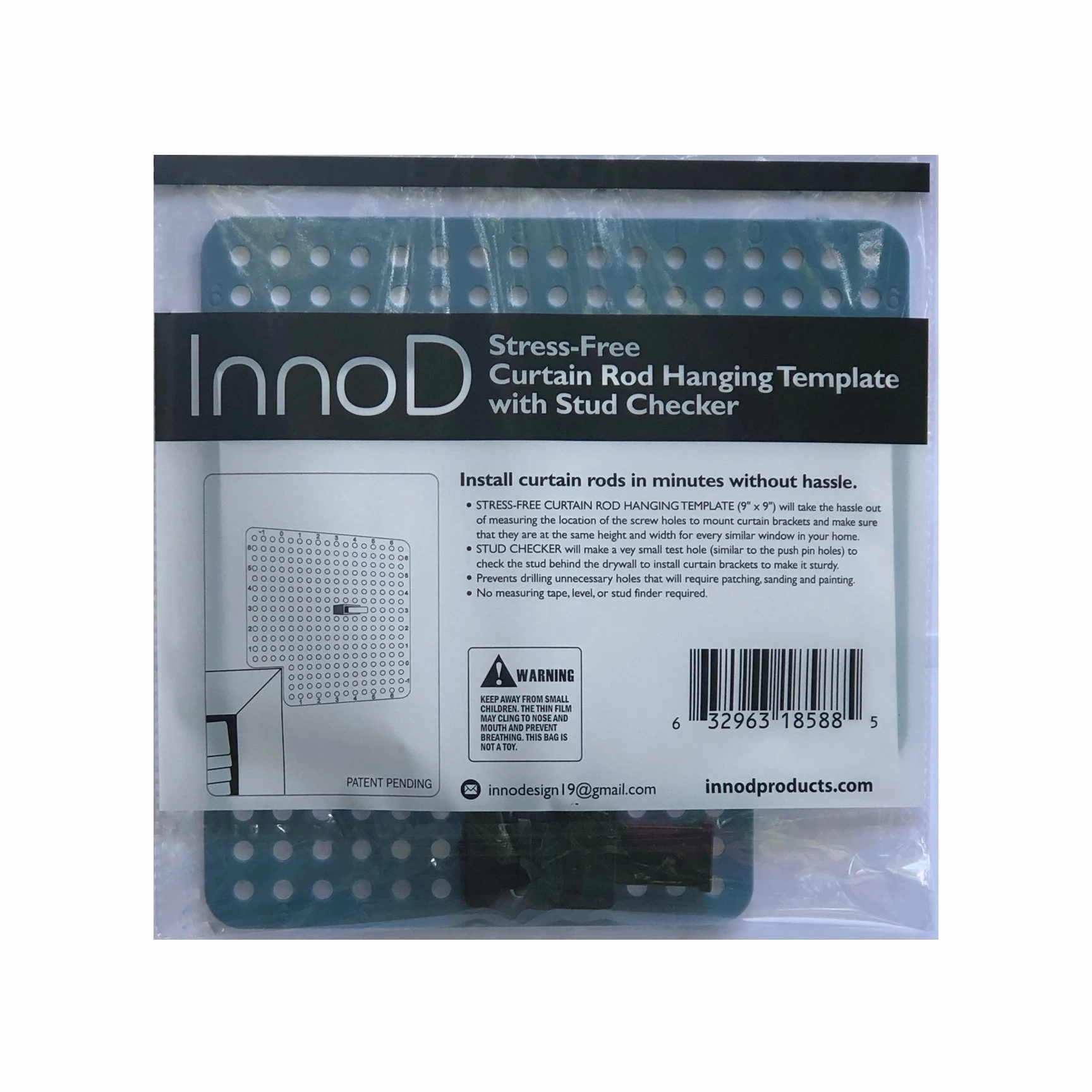 Innod Stress free Curtain Rod Hanging Template With Stud Checker Etsy