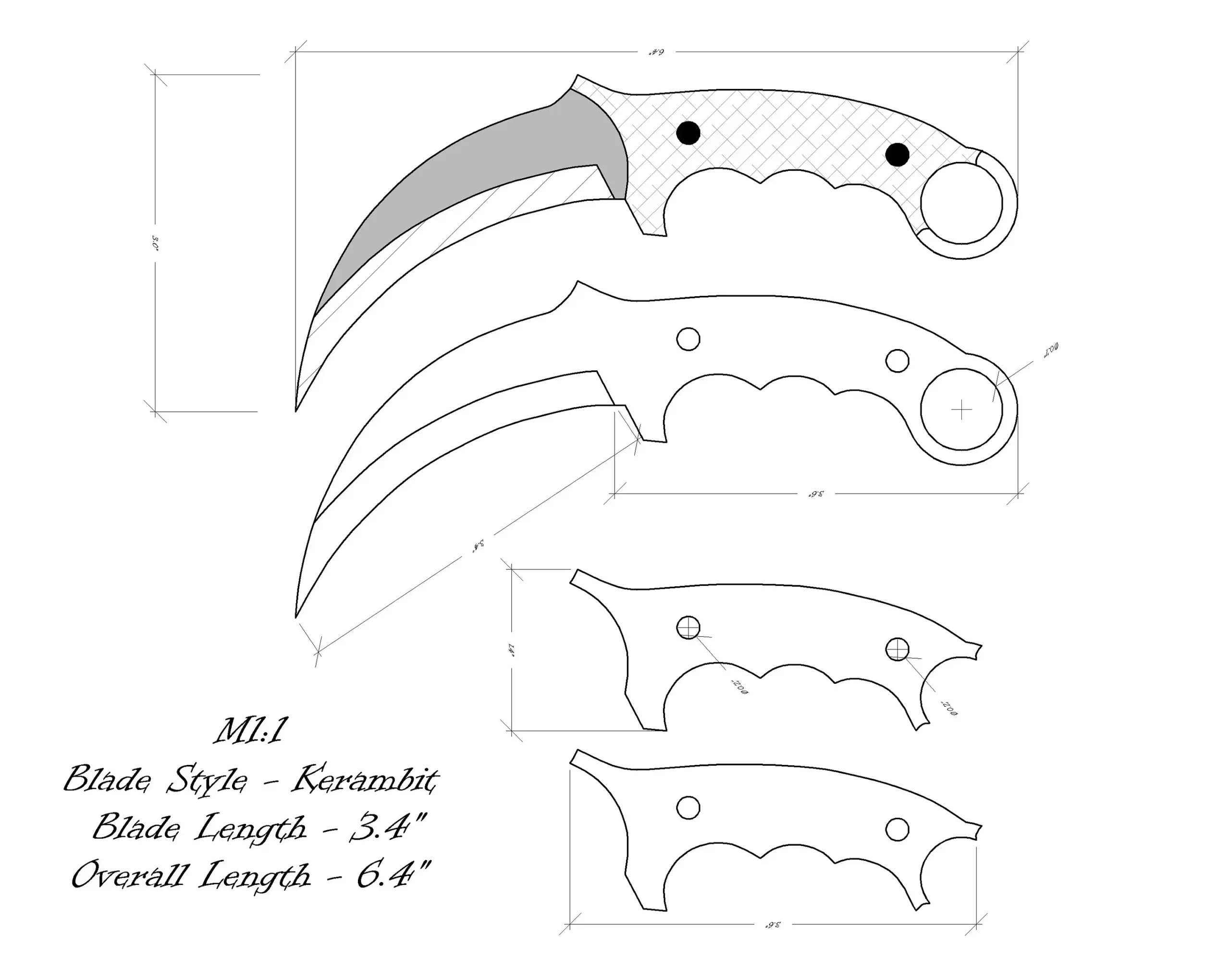 Kerambit Knife Template Printable Knife Making Plans PDF Pattern Etsy