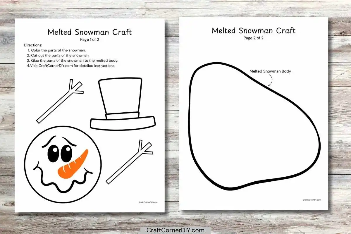 Melted Snowman Craft Free Printable Craft Corner DIY