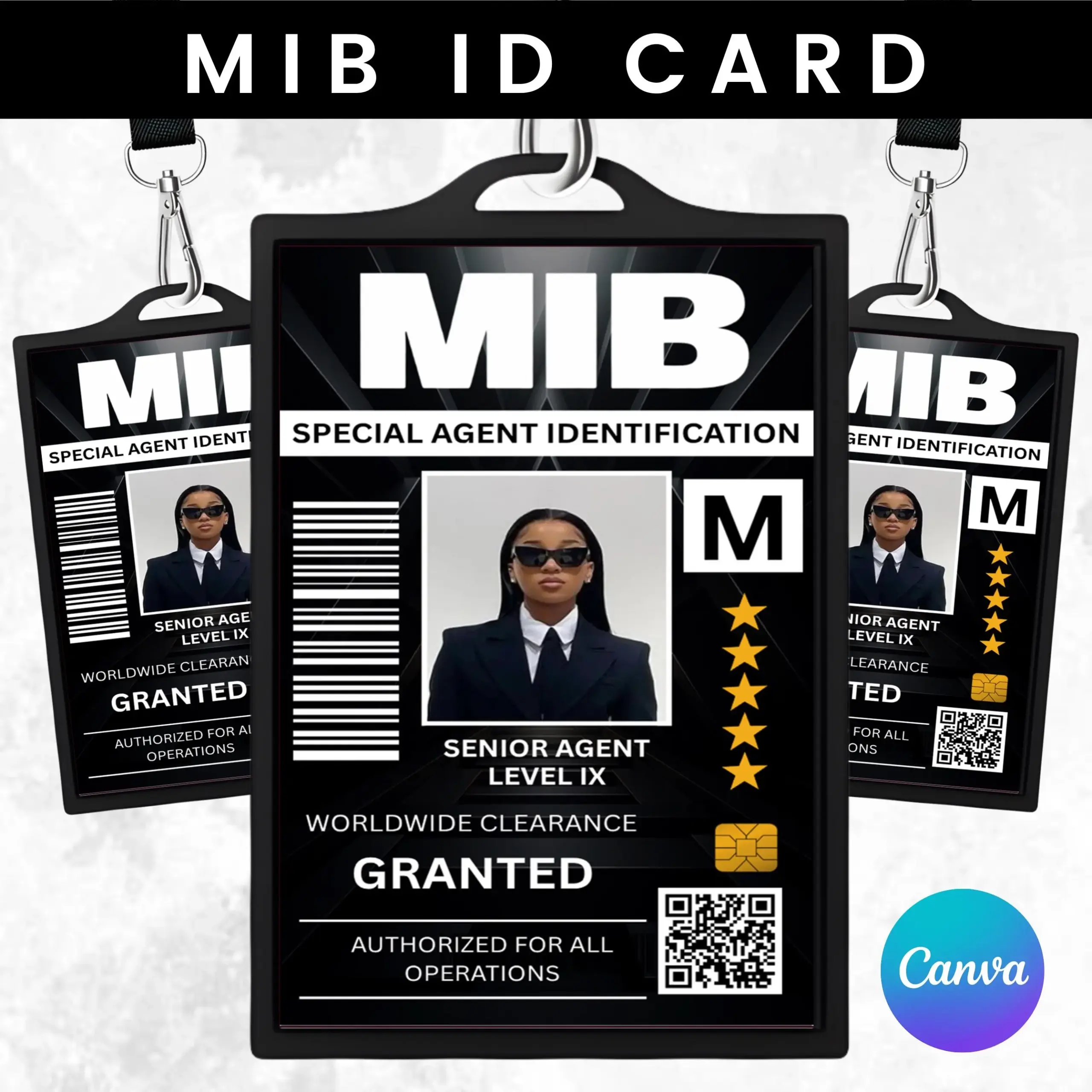 Men In Black ID Badge Template MIB Costume digital Download Etsy
