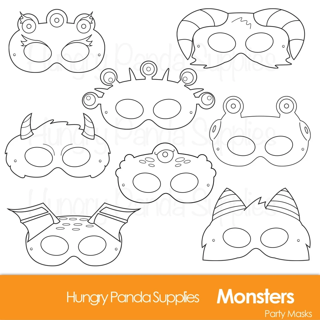 Monster Printable Coloring Masks Halloween Masks Monsters Monster Costume Monster Party Halloween Party Printable Masks Etsy Israel