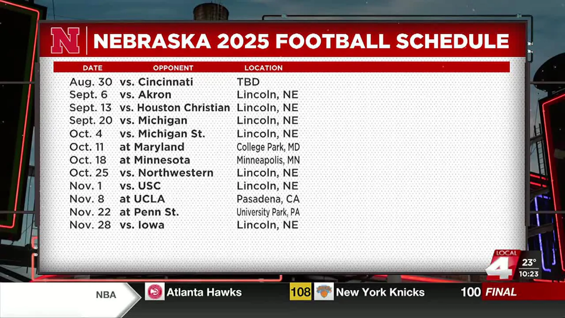 Nebraska Football 2025 Schedule Announced