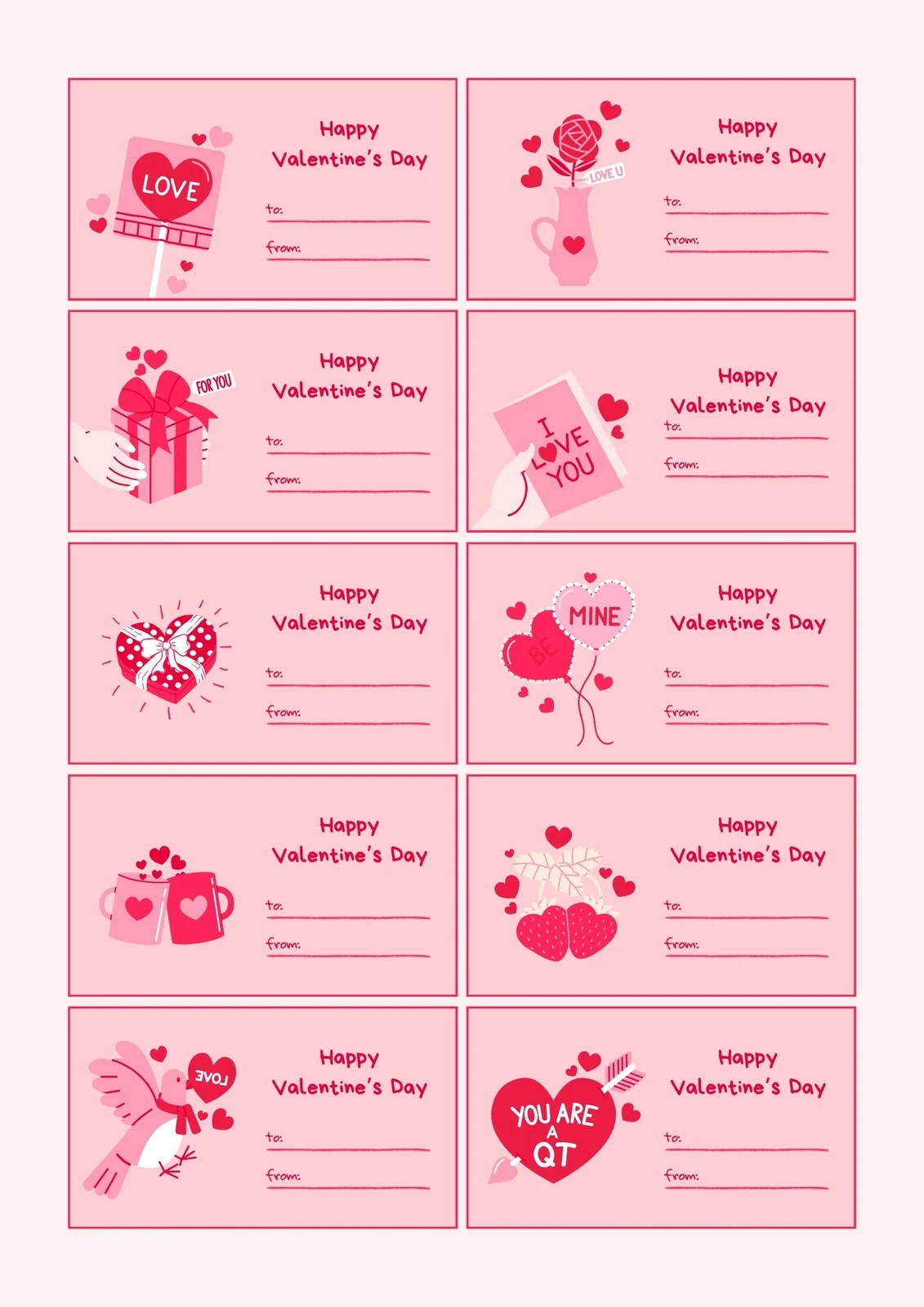 Page 2 Free Custom Printable Valentines Day Tag Templates Canva