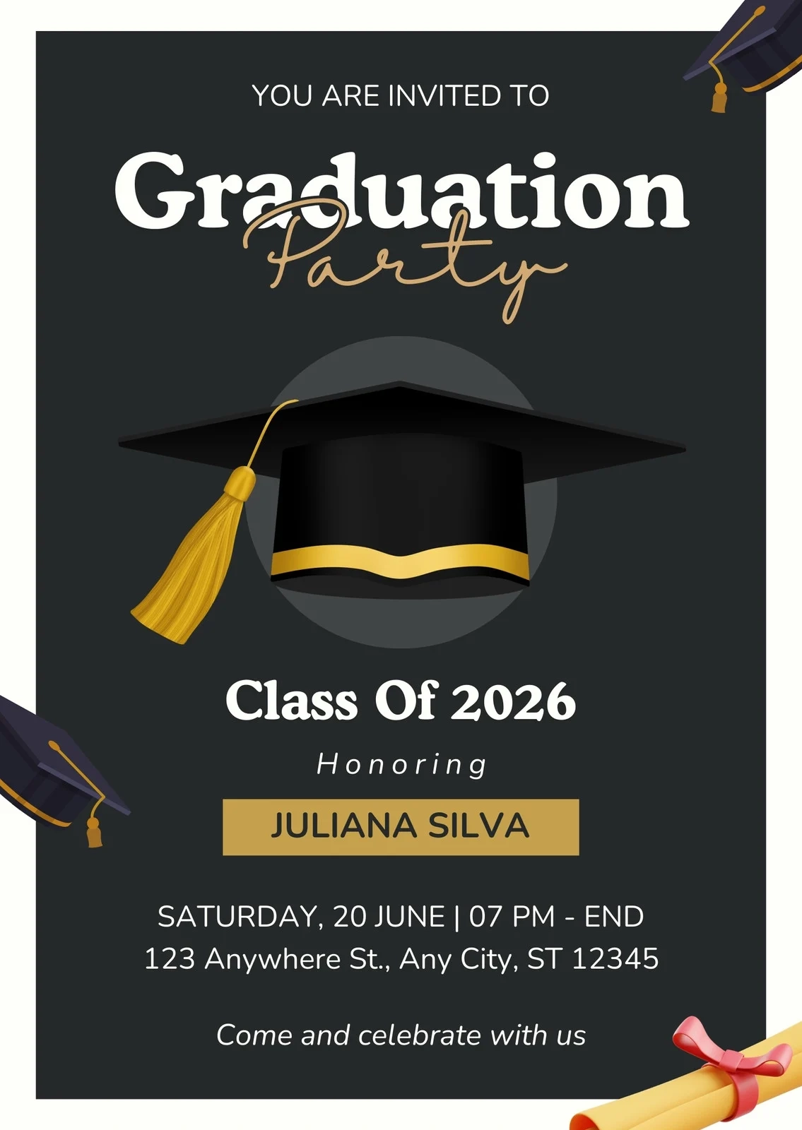 Page 3 Free Custom Printable Graduation Invitation Templates Canva