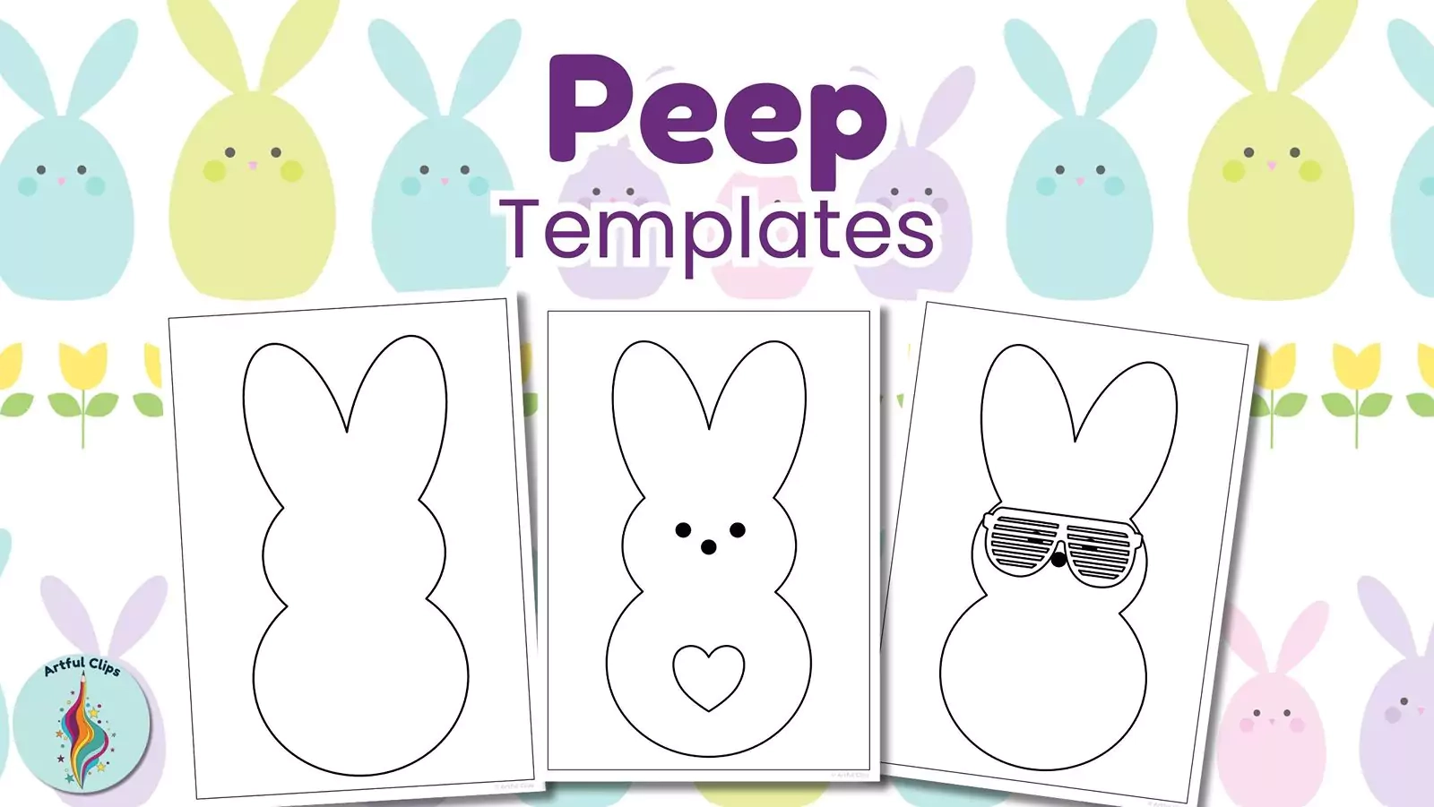 Peep Template Coloring Page Set Easter Peeps For Crafts