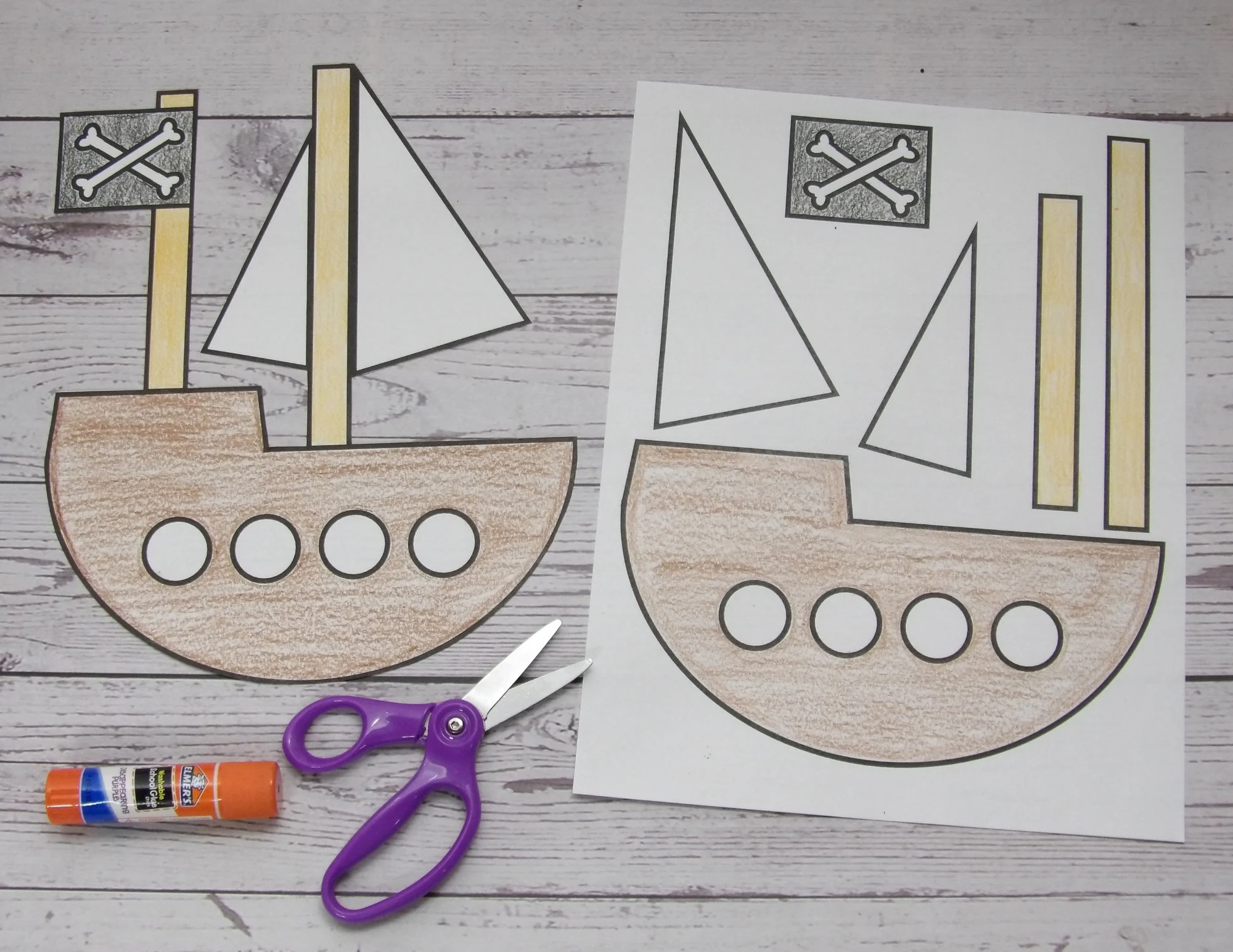 Pirate Ship Craft Template printable Cut And Glue Paper Craft For Kids PDF Etsy