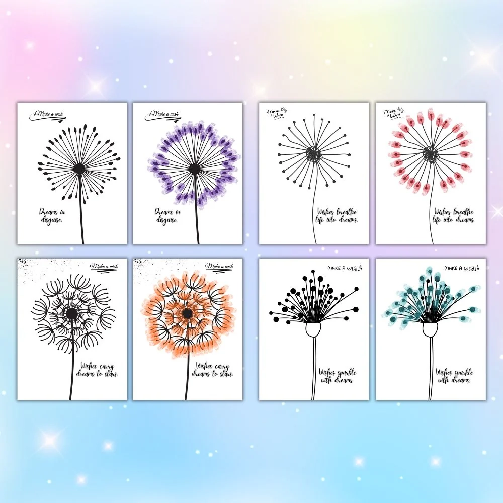 PLR Kid Fingerprint Dandelion Printable Craft Plr printables store