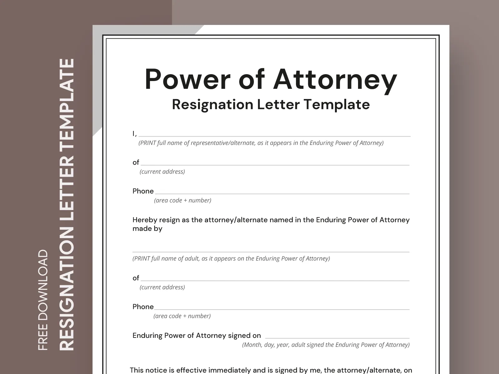 Power Of Attorney Resignation Letter Free Google Docs Template By Gdoc On Dribbble