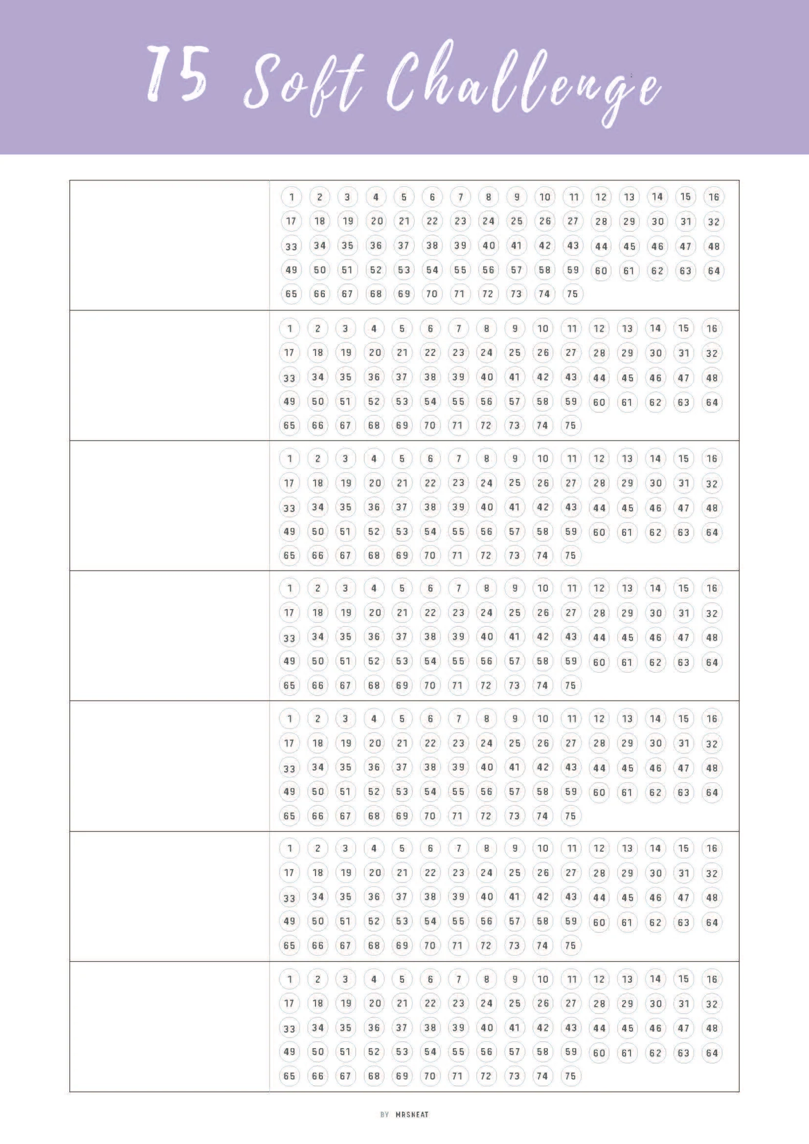 Printable 75 Soft Challenge Template M260 Mrsneat