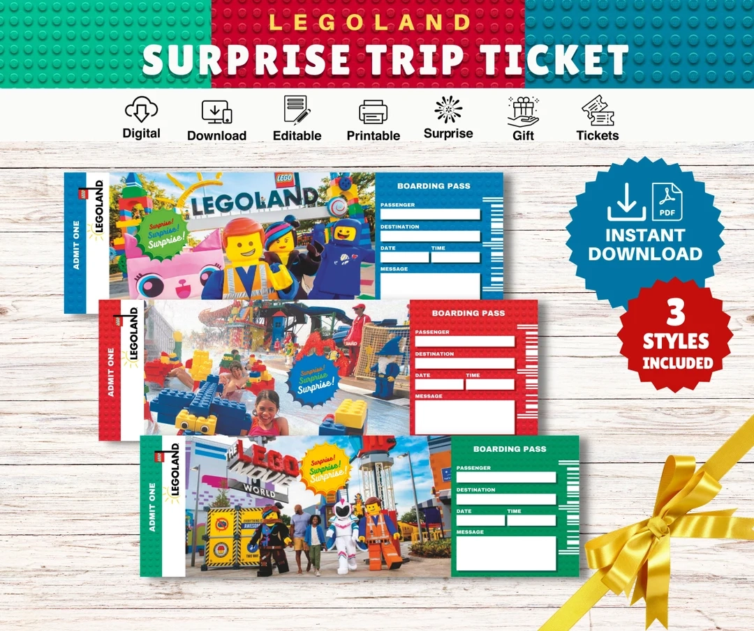 Printable BUILDING BLOCKS Theme Park Graduation Gift Ticket Surprise Trip Reveal Keepsake Instant Pdf Etsy